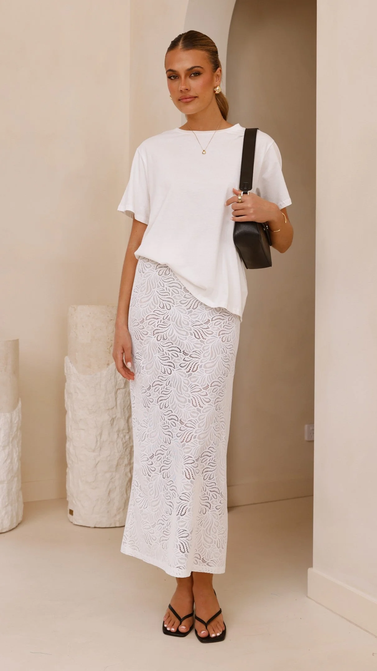 Louisa Lace Maxi Skirt - White