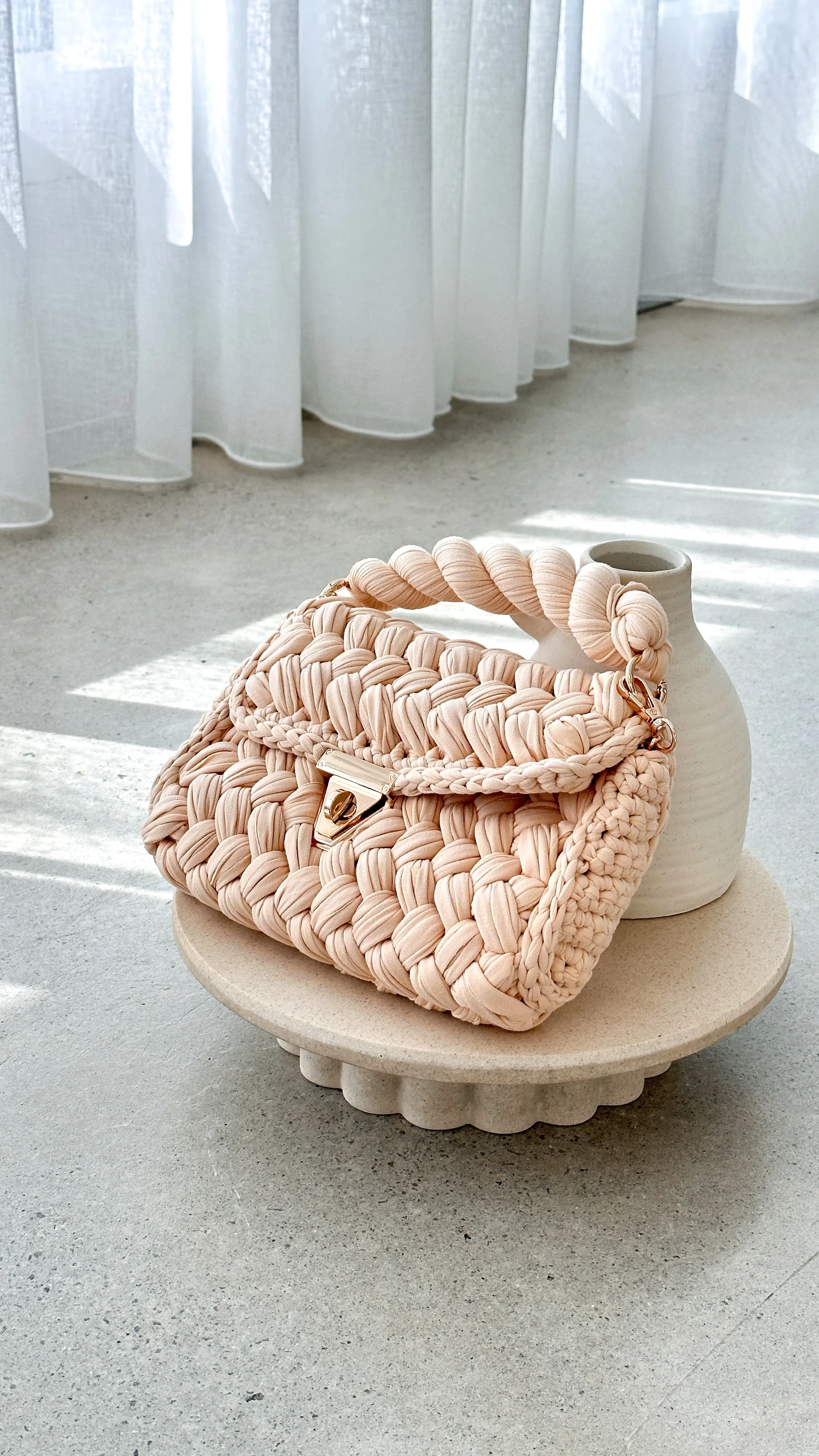 Annabel Chunky Plaited Handbag - Cream