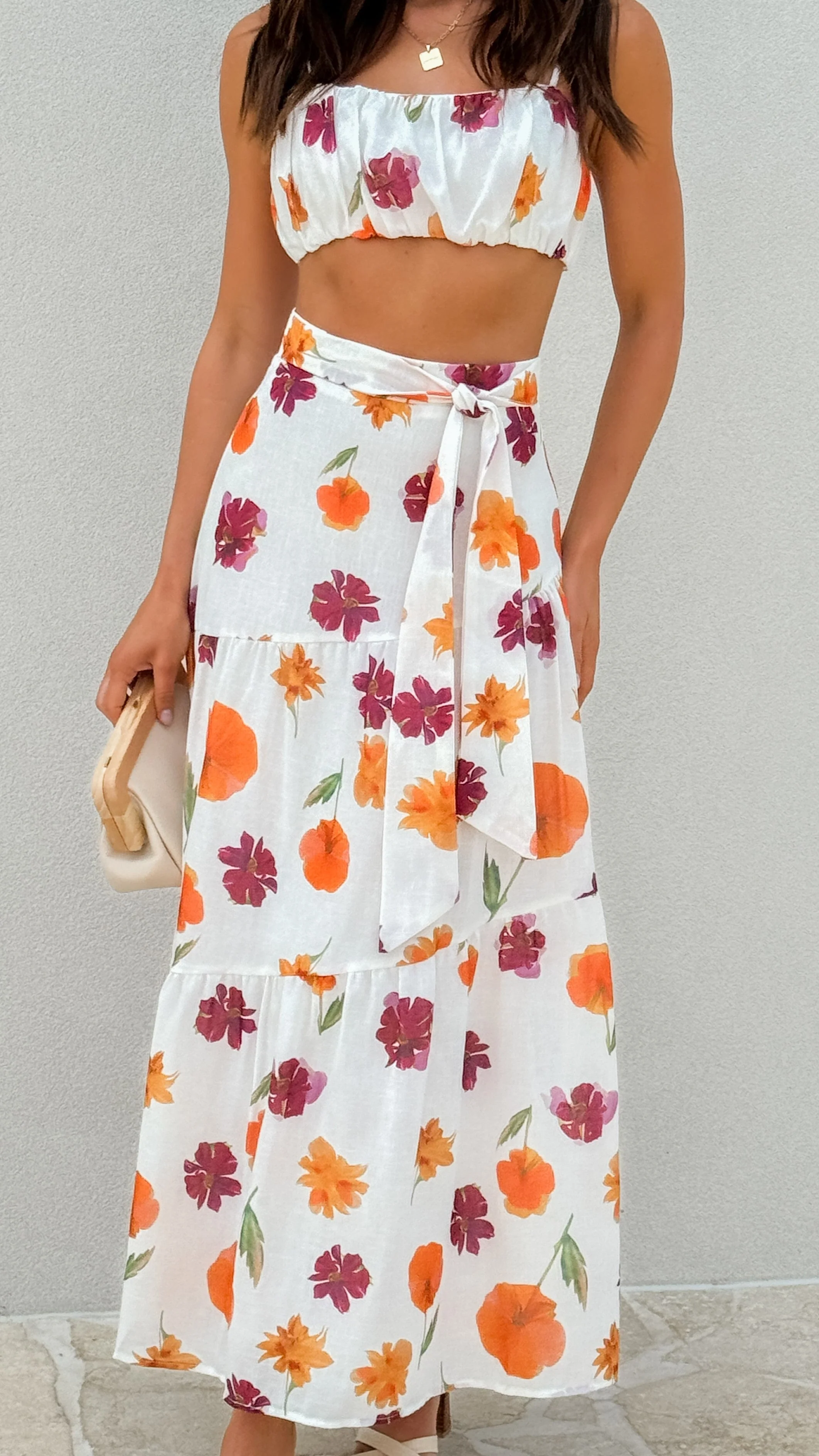 Saraya Top and Skirt Set - Springtime Print