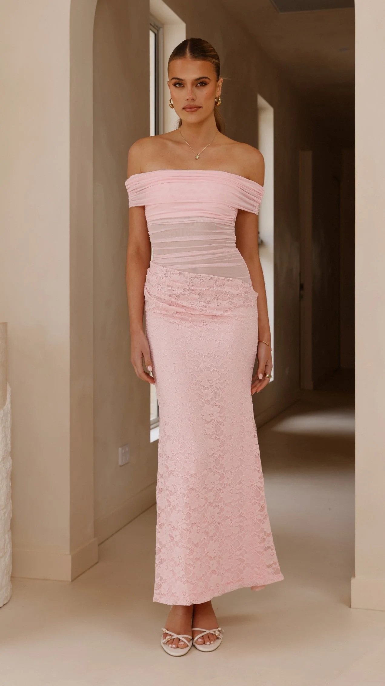 Tiarna Off The Shoulder Maxi Dress - Pink