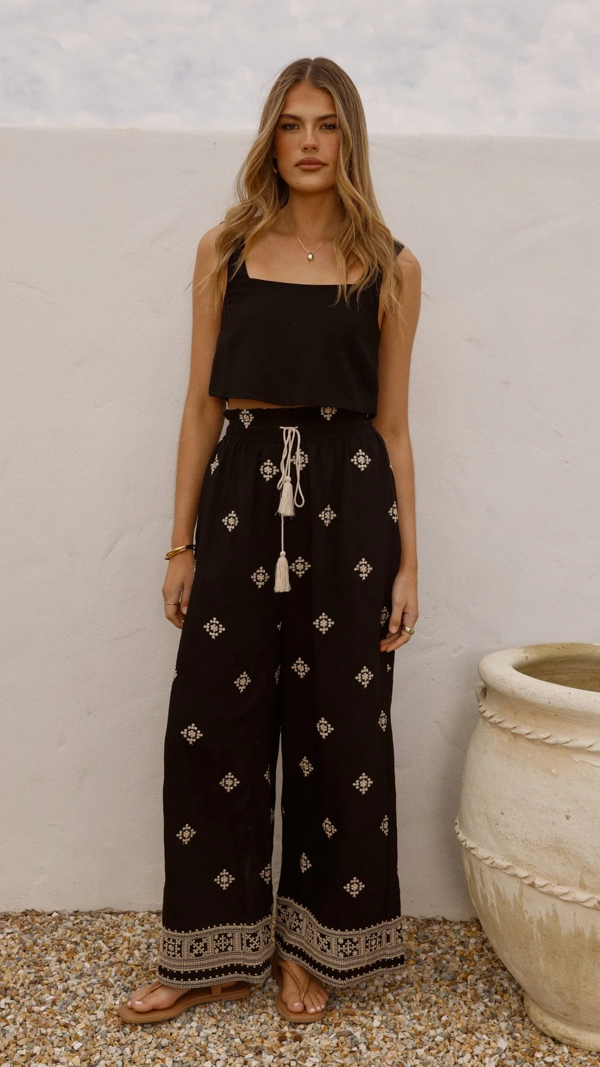Deni Pants - Black/Beige