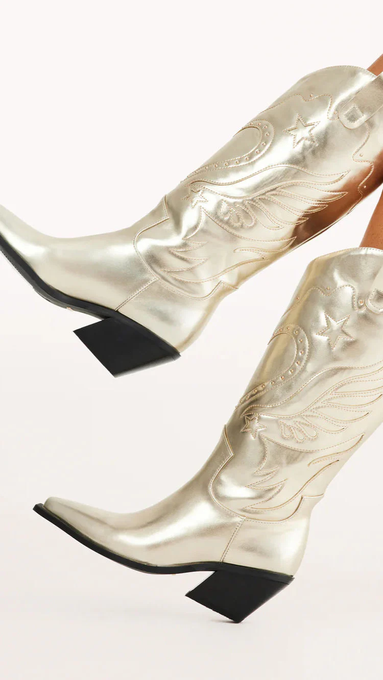 Everlyn Boots - Gold Metallic