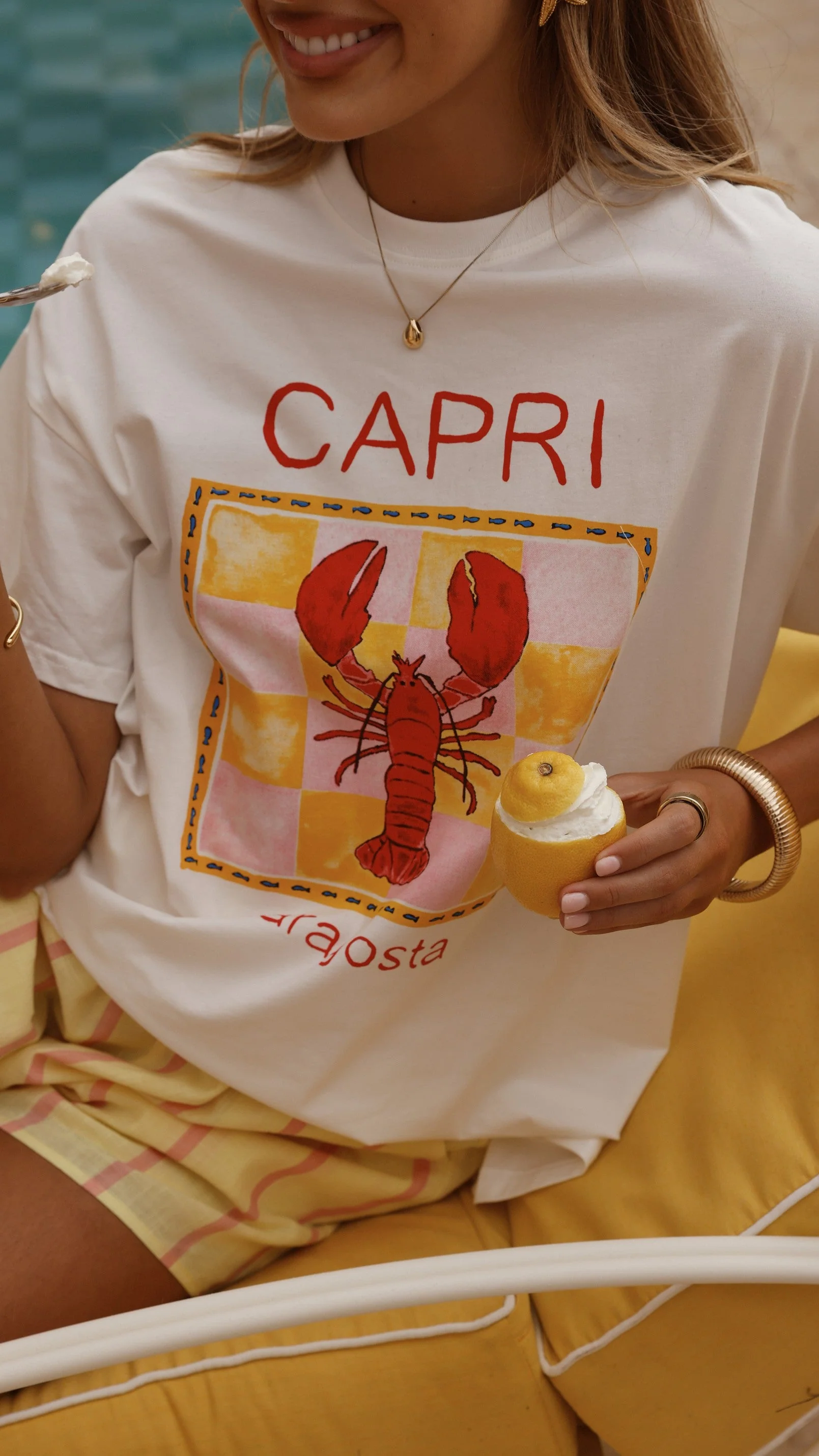 Capri Top and Shorts Set - White/Yellow