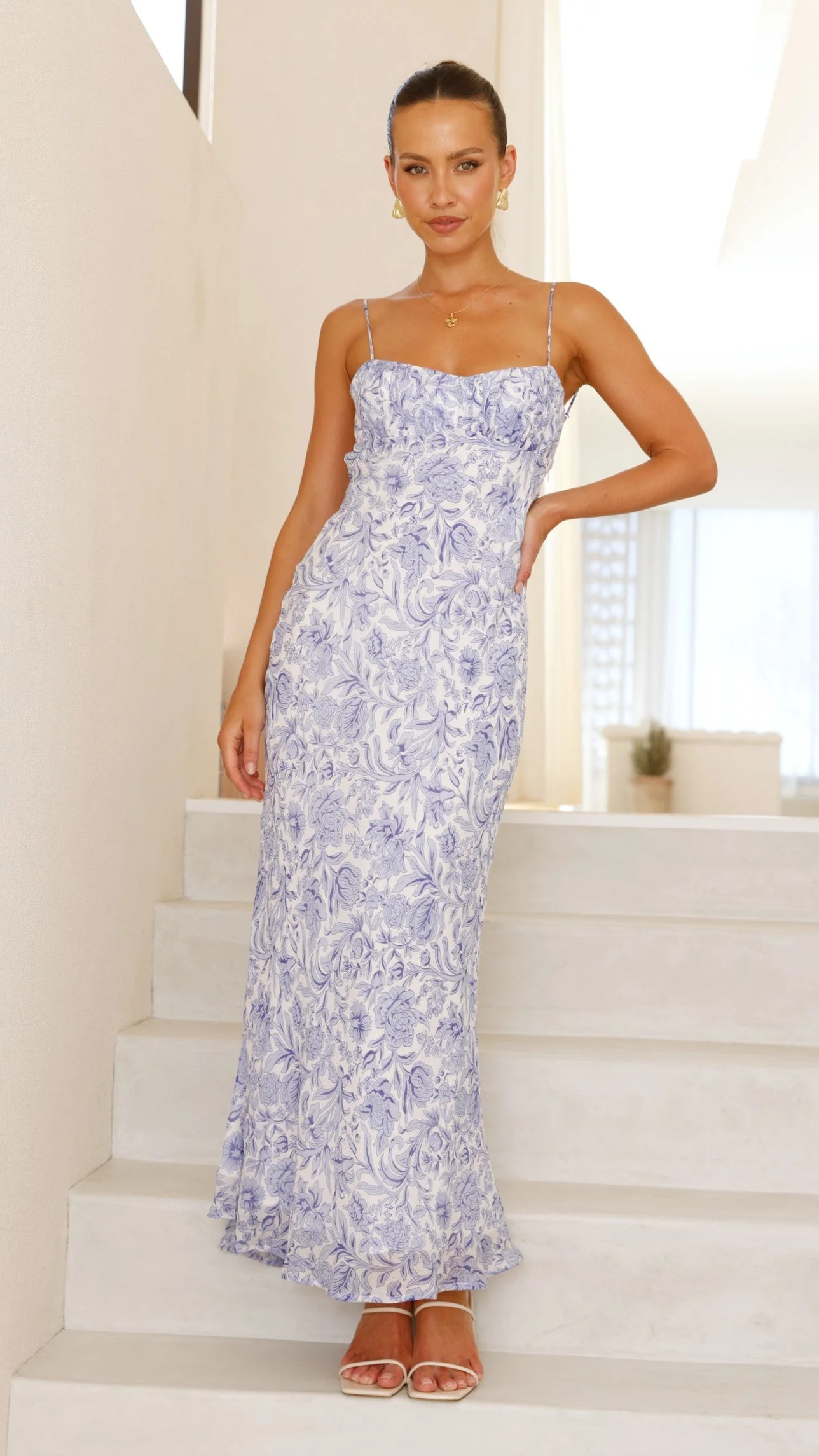 Margie Midi Dress - Blue Flower