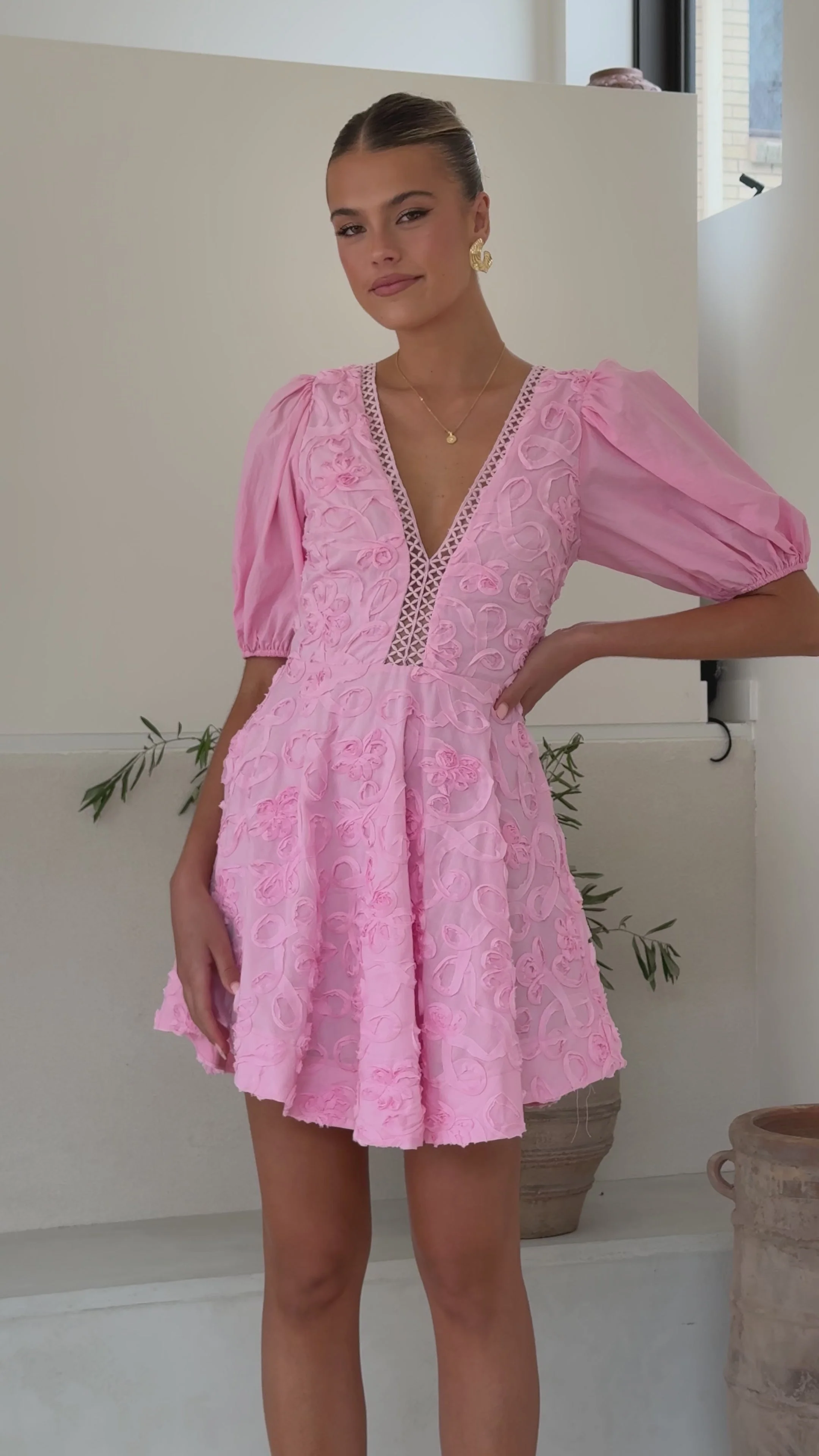 Calanthe Mini Dress - Soft Pink