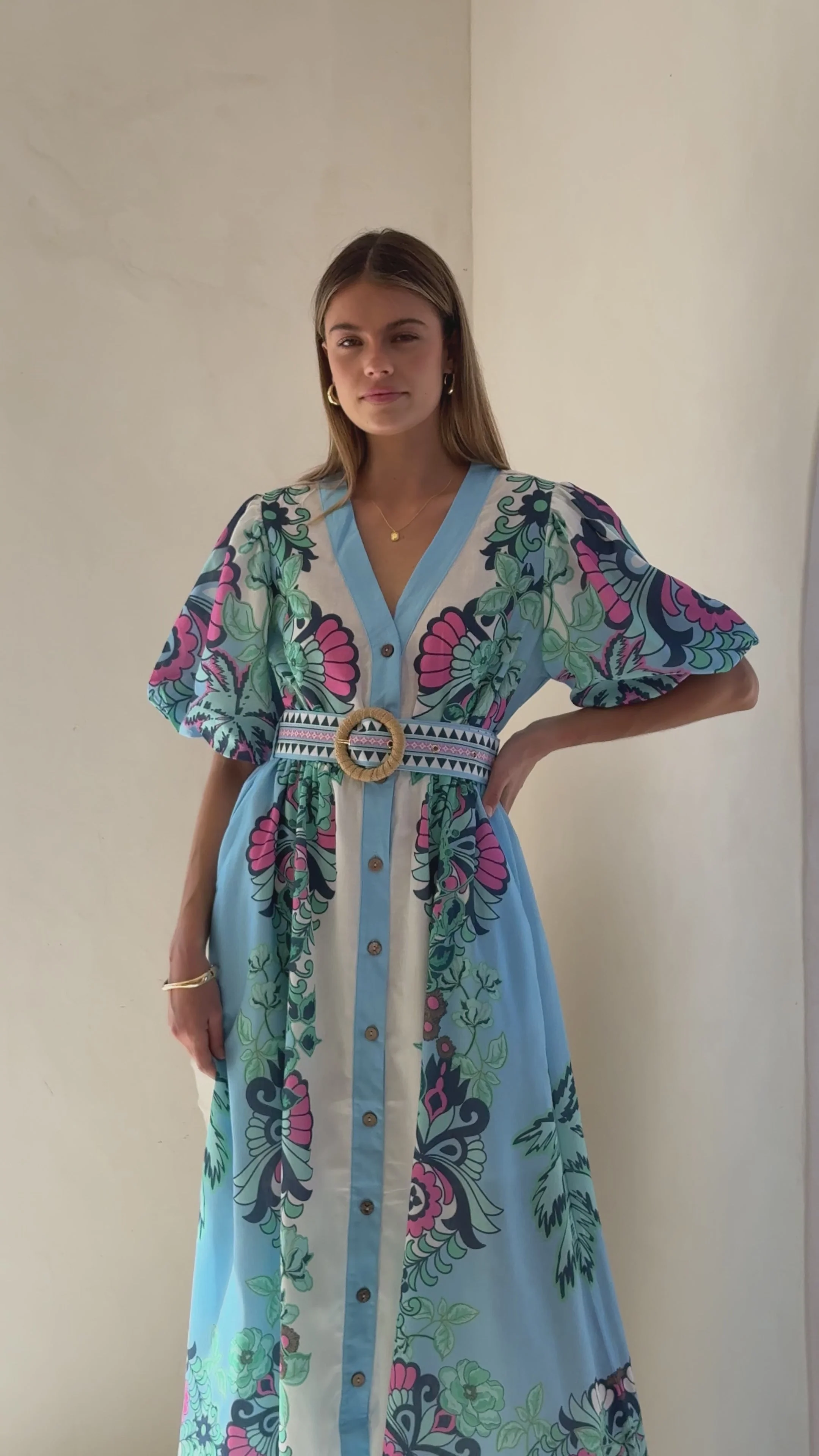 Dali Maxi Dress - Island Bloom Blue