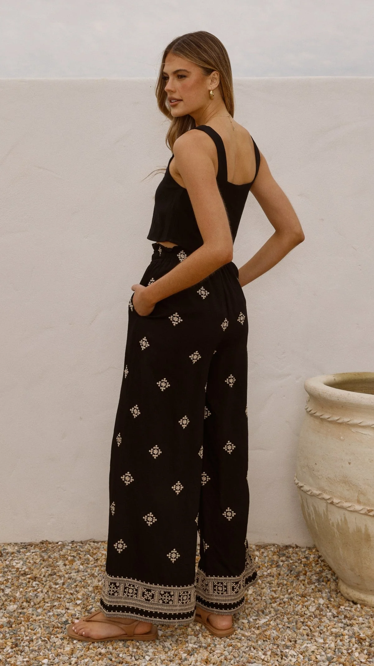 Deni Pants - Black/Beige