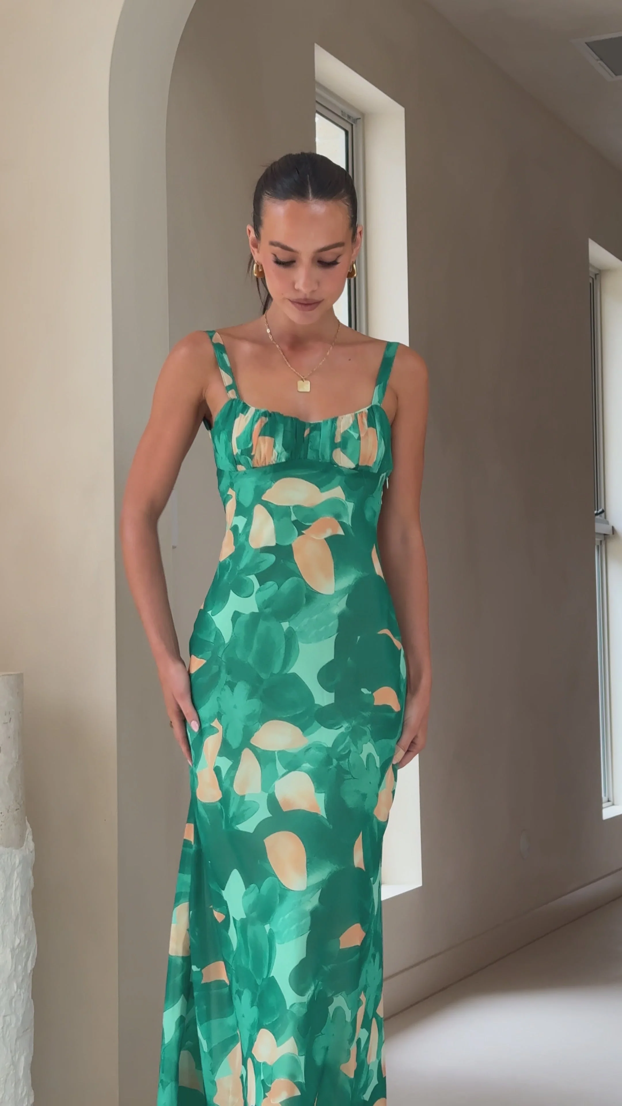 Margo Midi Dress - Green Print