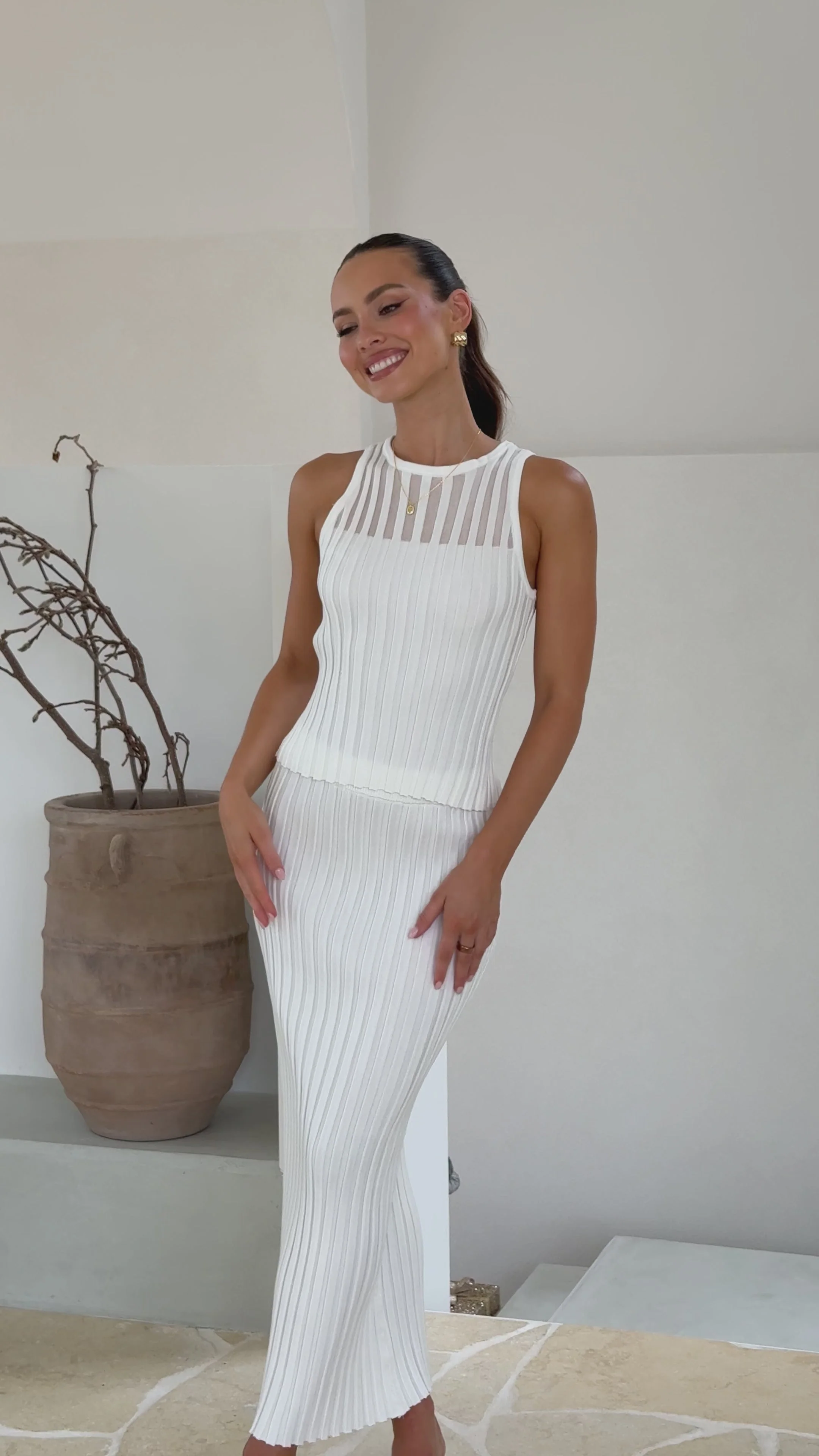 Gracie Knit Top and Skirt Set - White