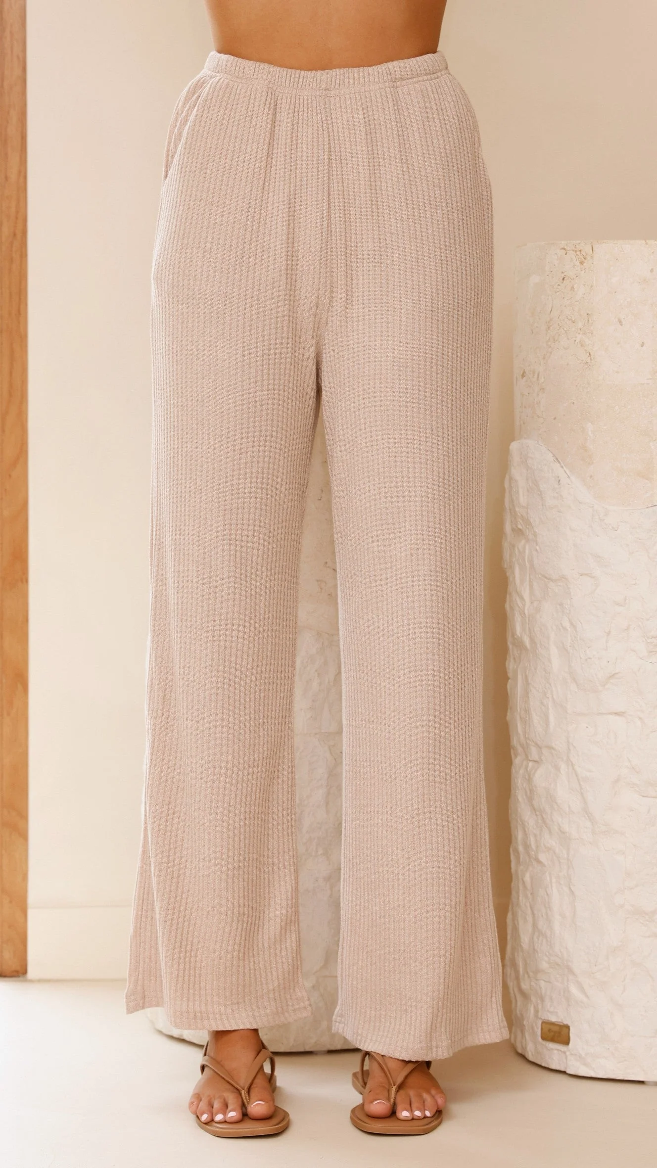 Madian Button Up Shirt and Pants Set - Taupe