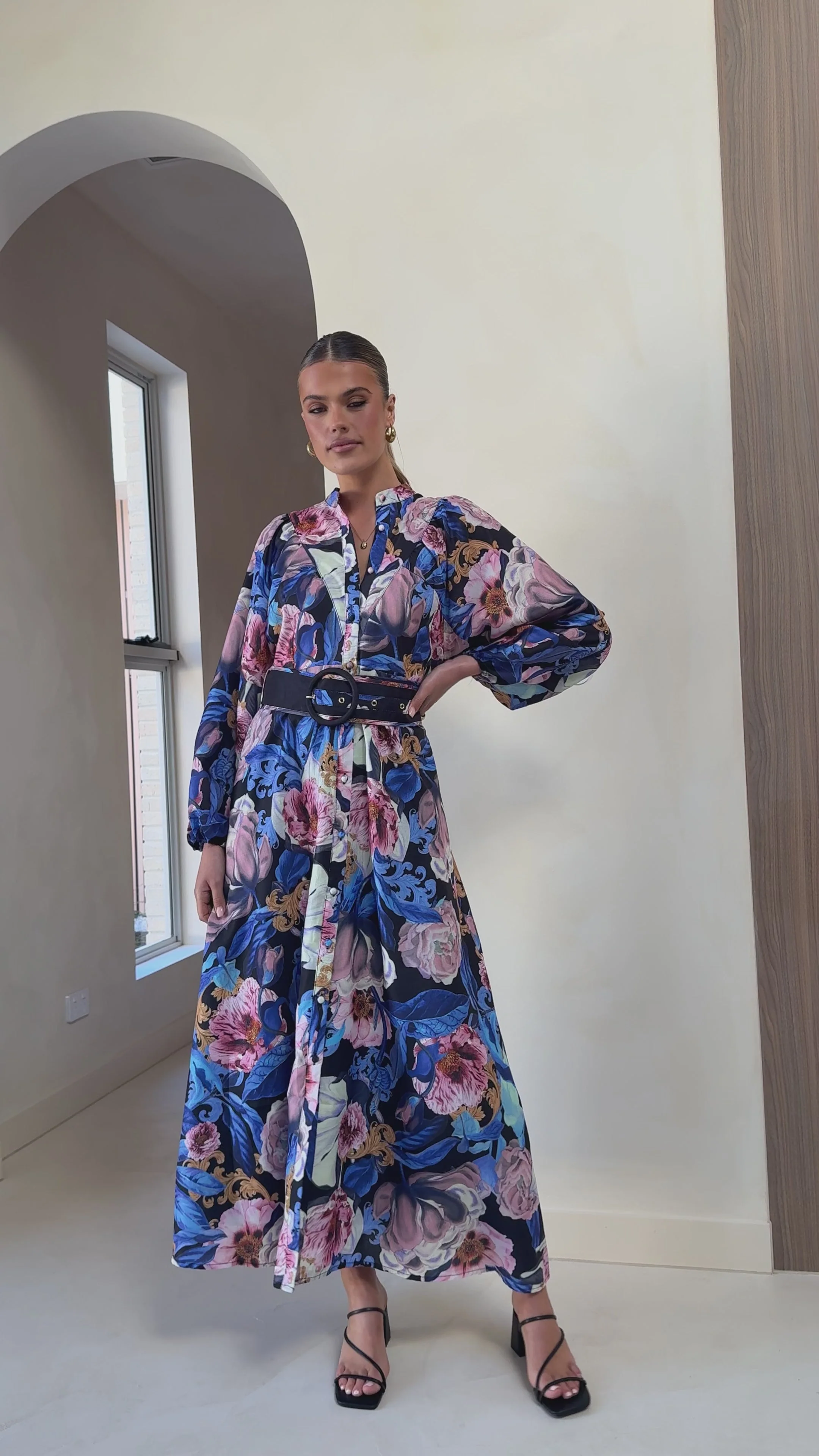 Veronica Button Down Maxi Dress - Azure Donatella