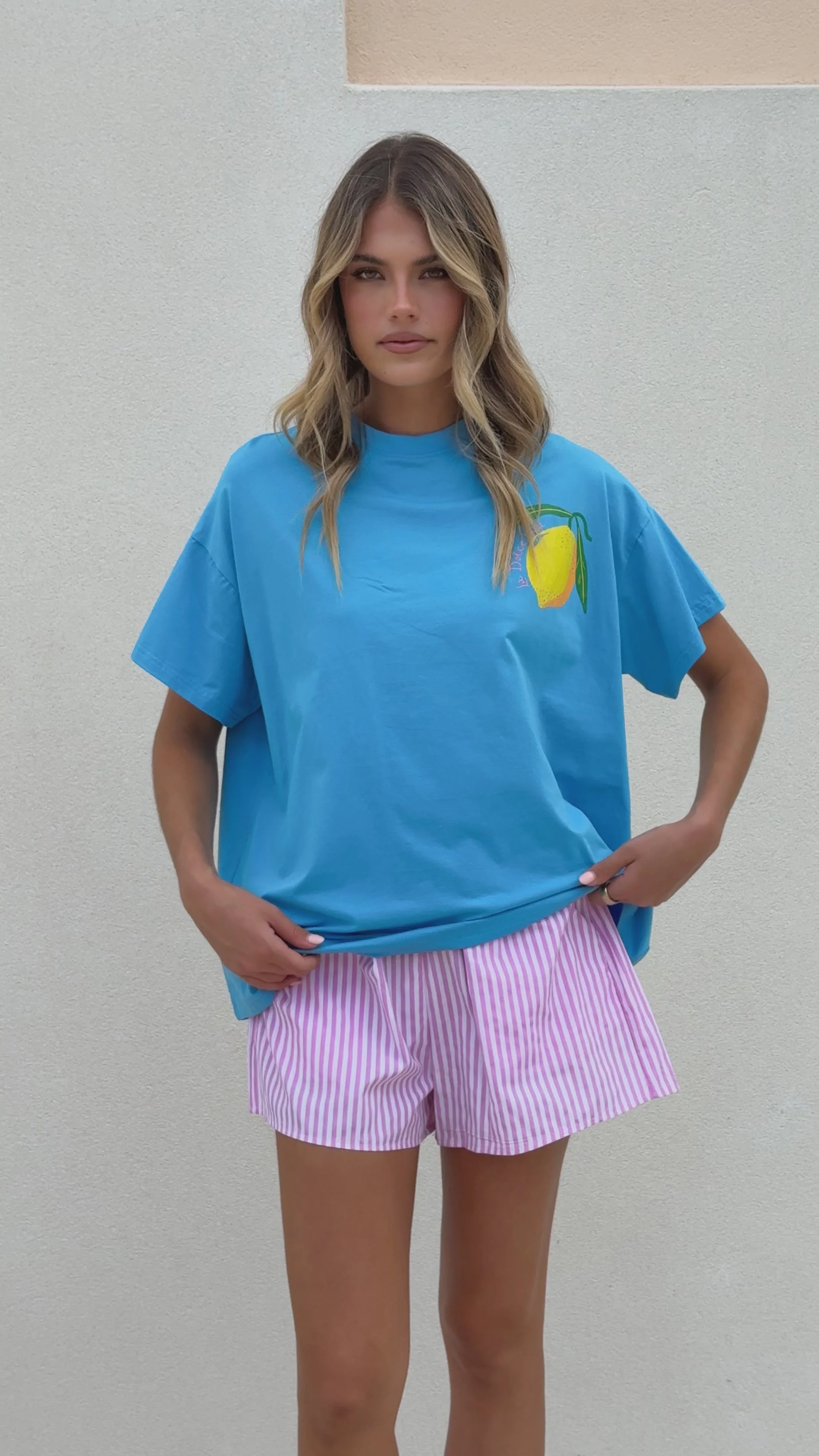 Limoncello Top and Shorts Set - Blue/Pink