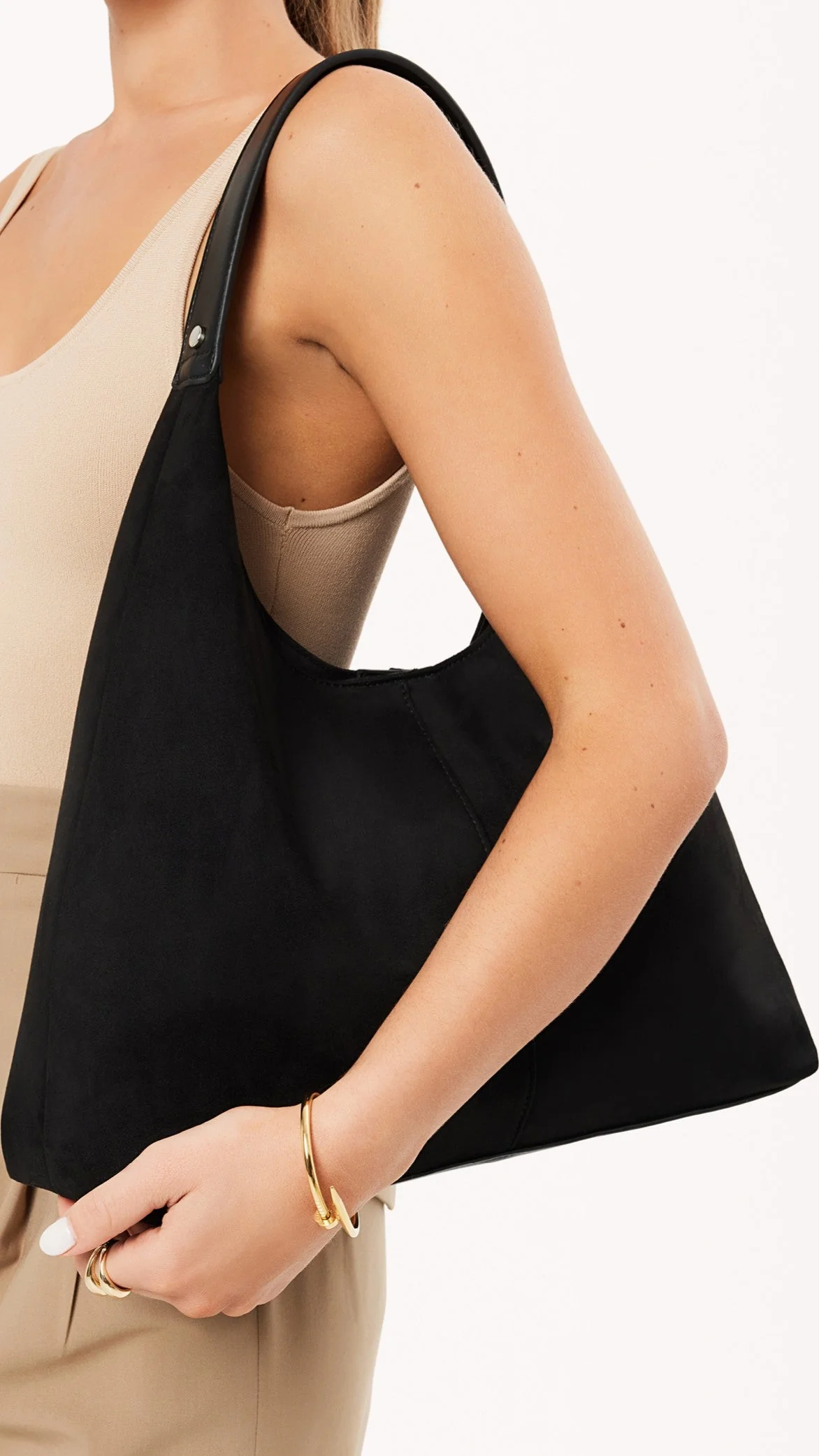 Tammy Shoulder Bag - Black Suede