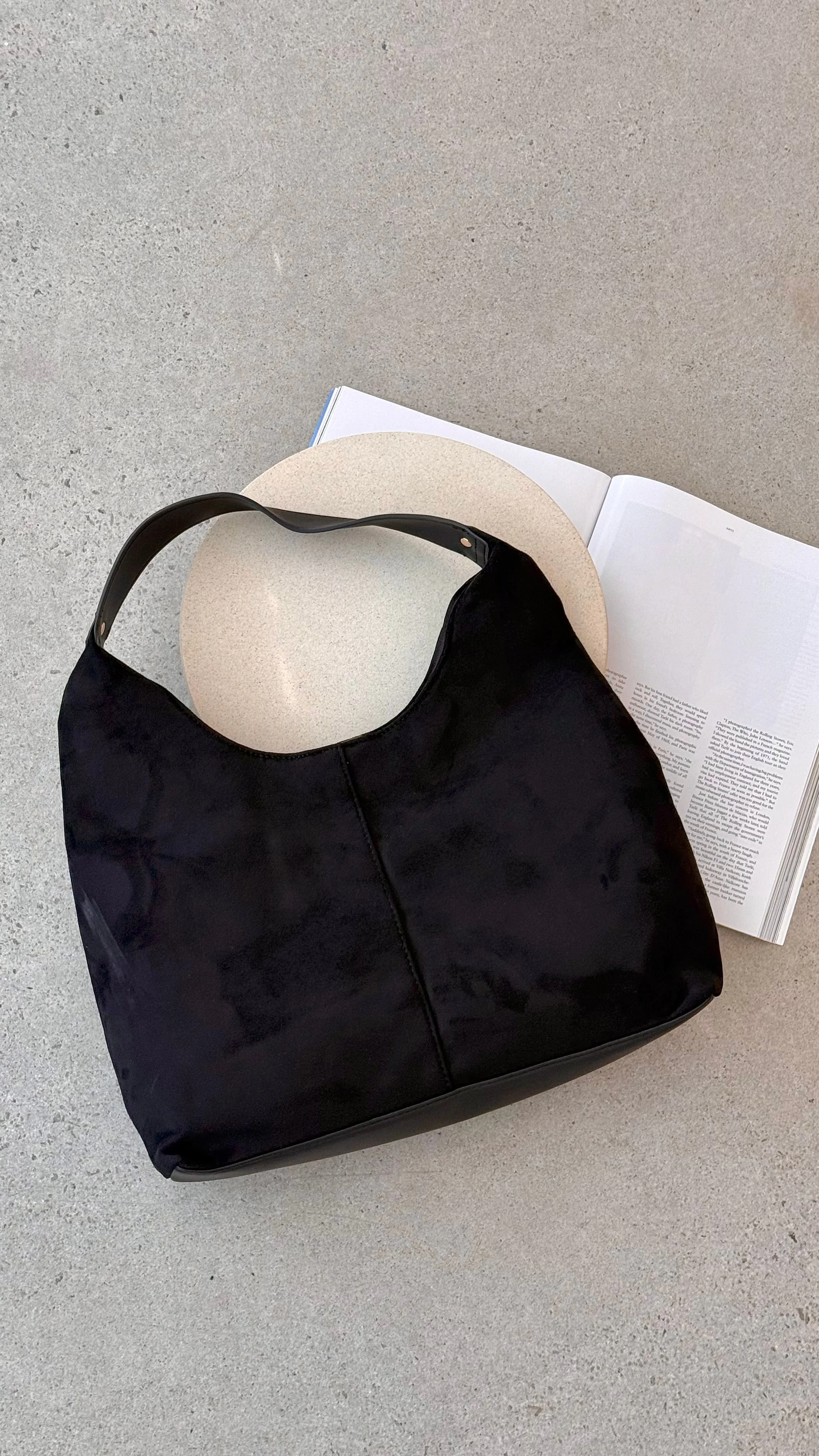 Tammy Shoulder Bag - Black Suede