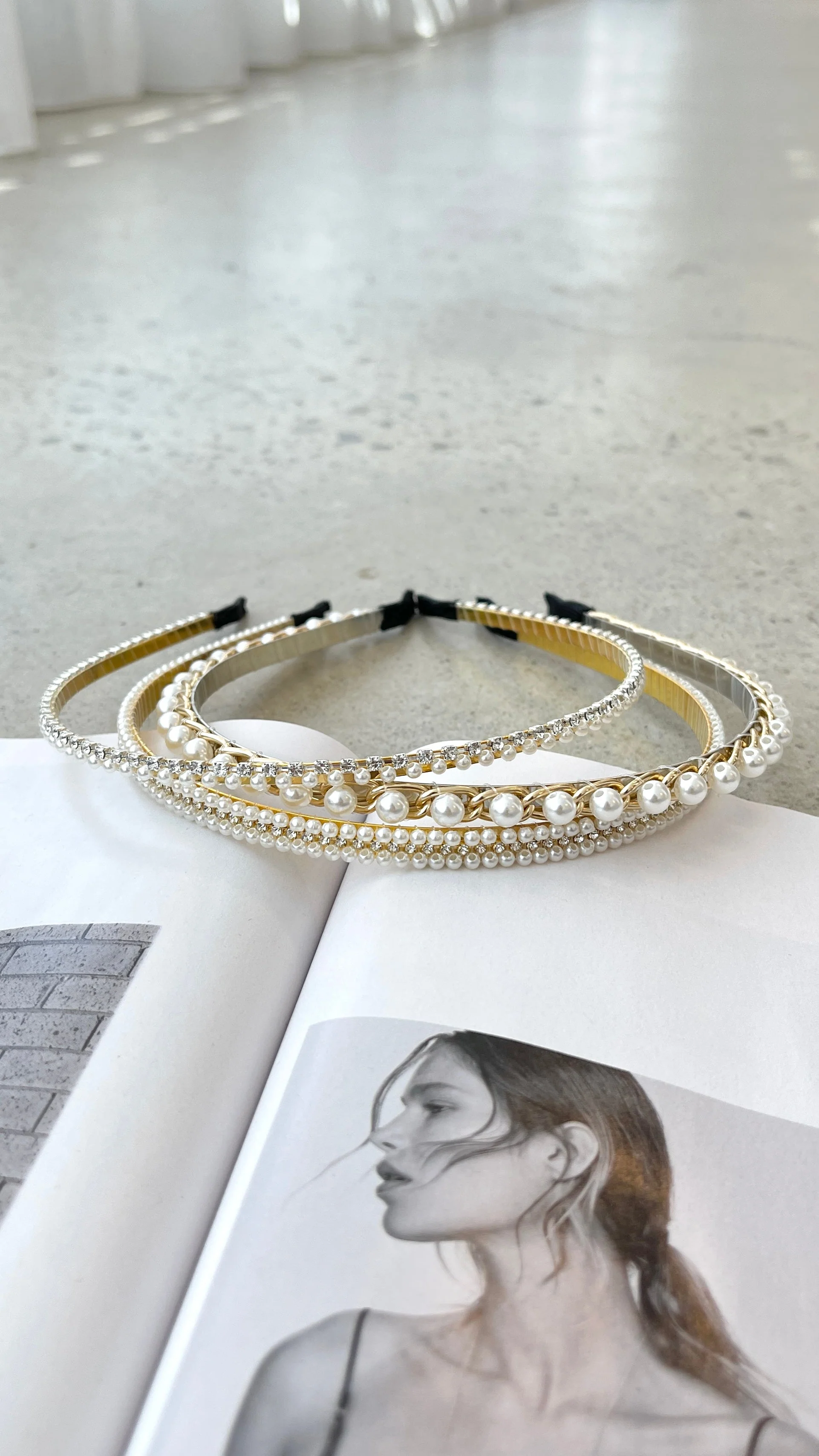 Andrea Headband Set - Pearl