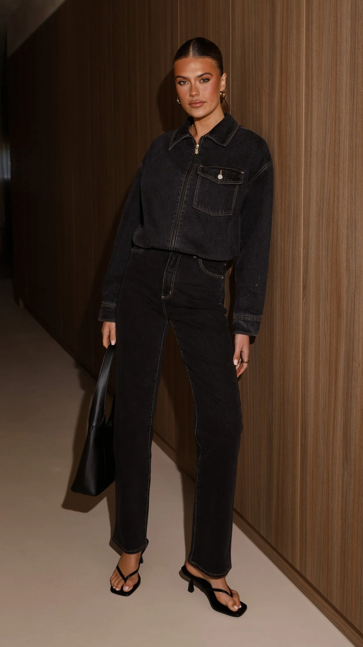 Abrand Denim Bomber Cara - Washed Black