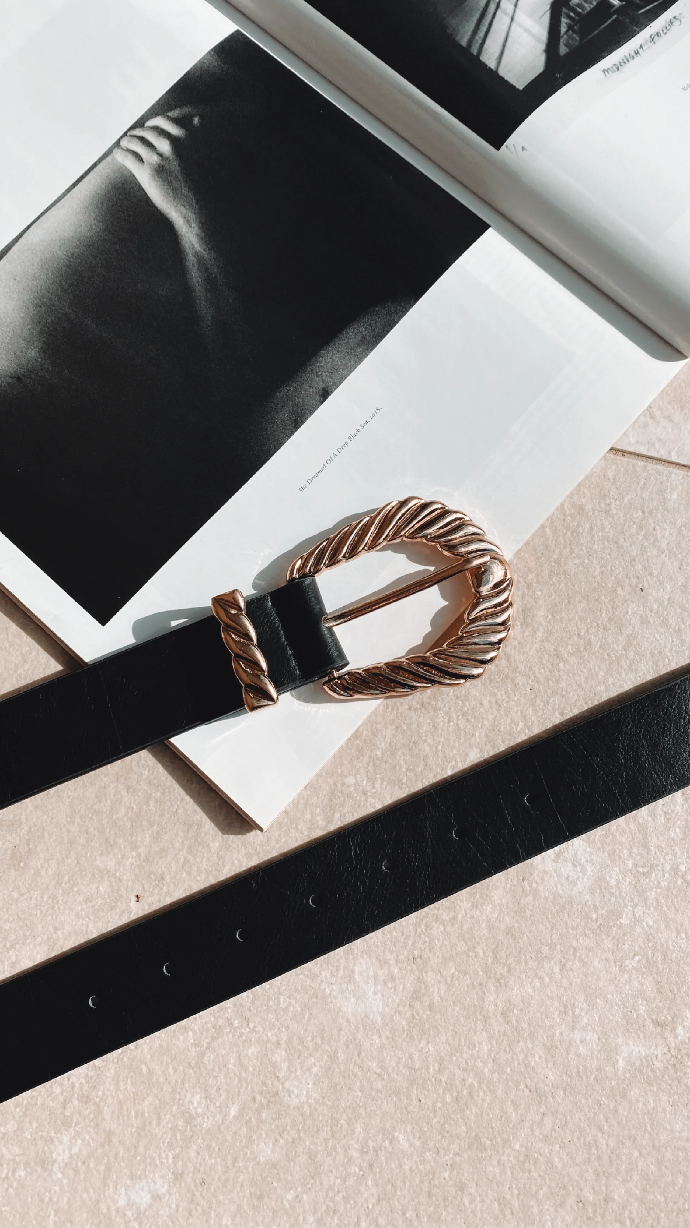 Amelie Twist Buckle Belt - Black/Gold