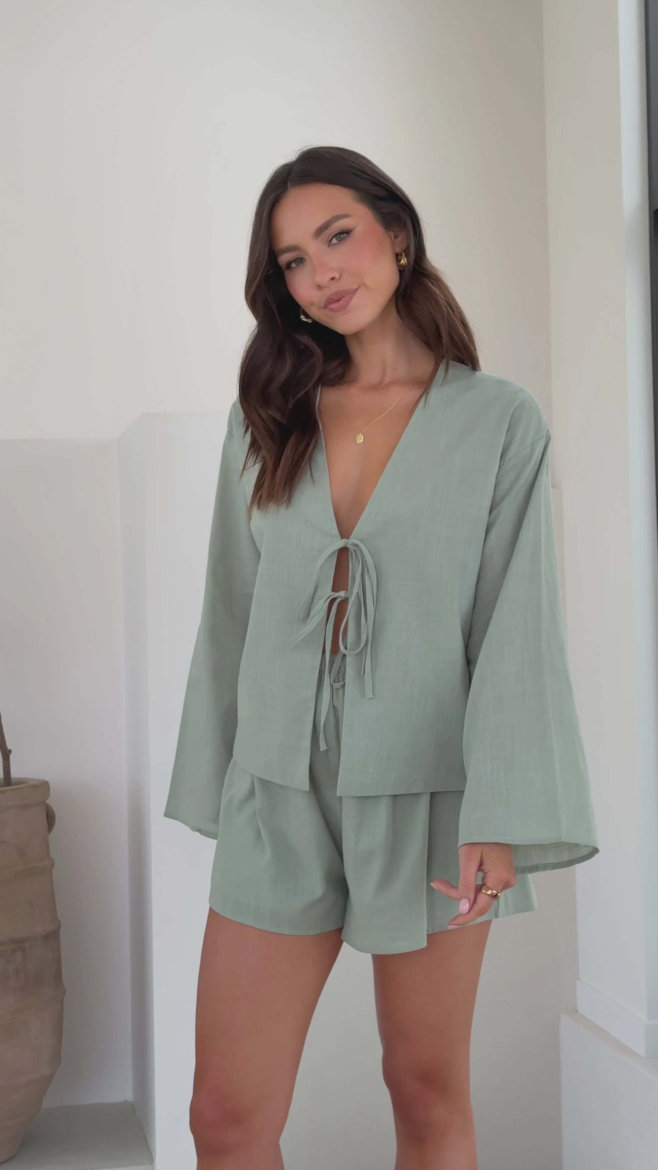 Iveena Top and Shorts Set - Sage