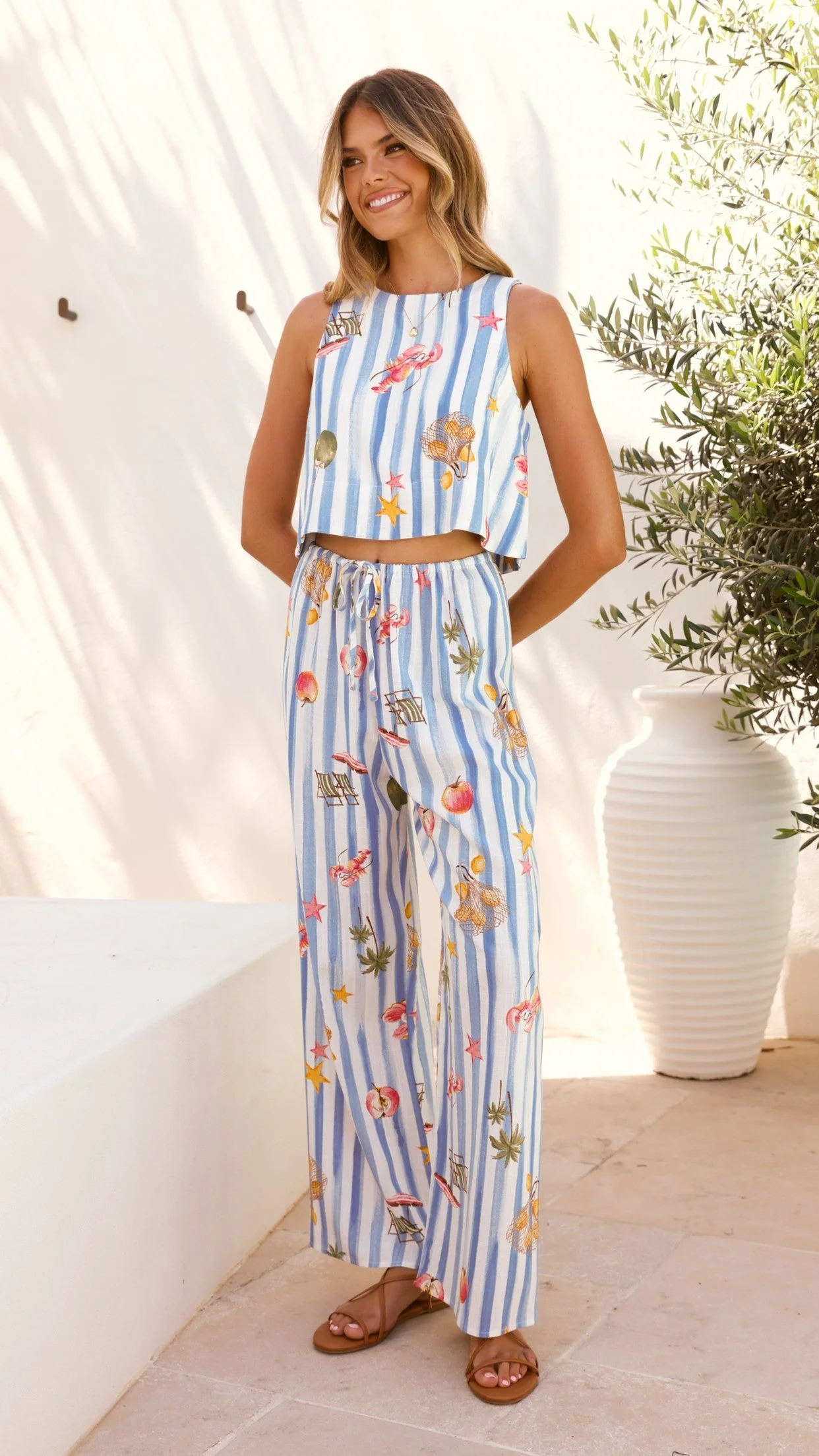 Alejandro Pants - Striped Sailor Print