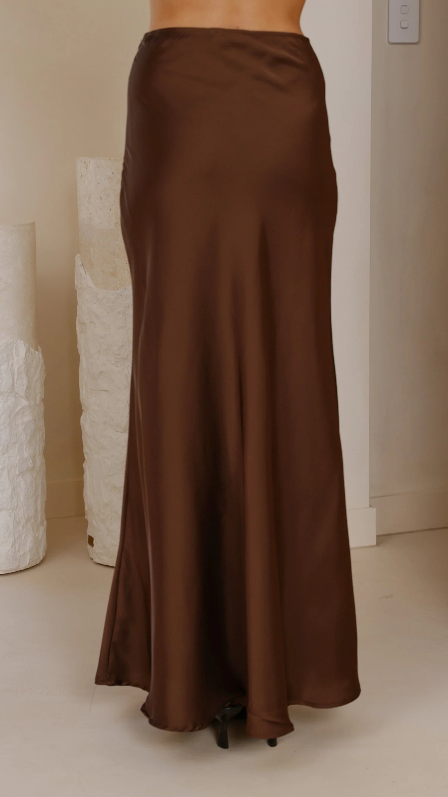 Darina Bias Cut Maxi Skirt - Chocolate