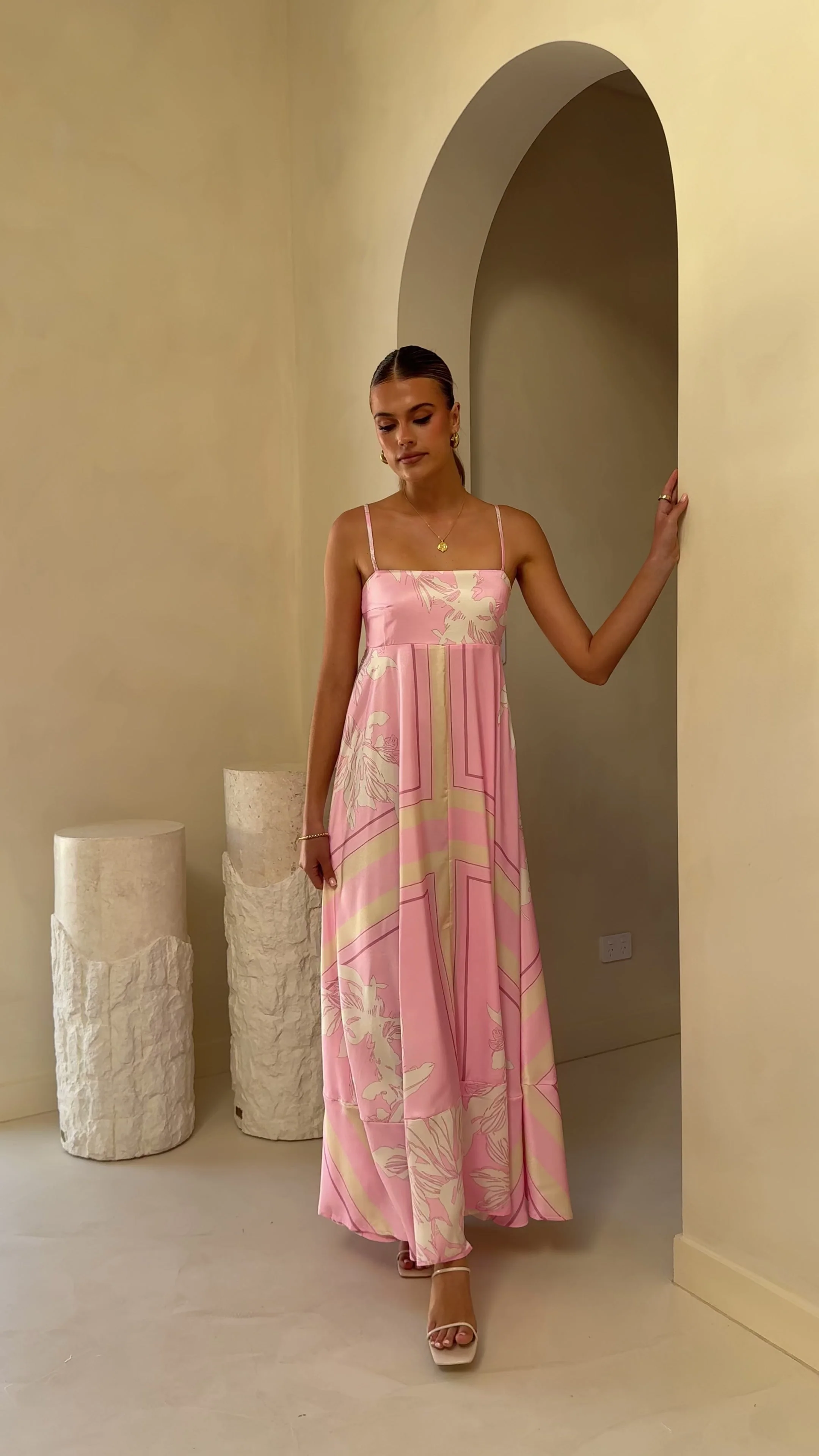 Kaethe Maxi Dress - Pink/White