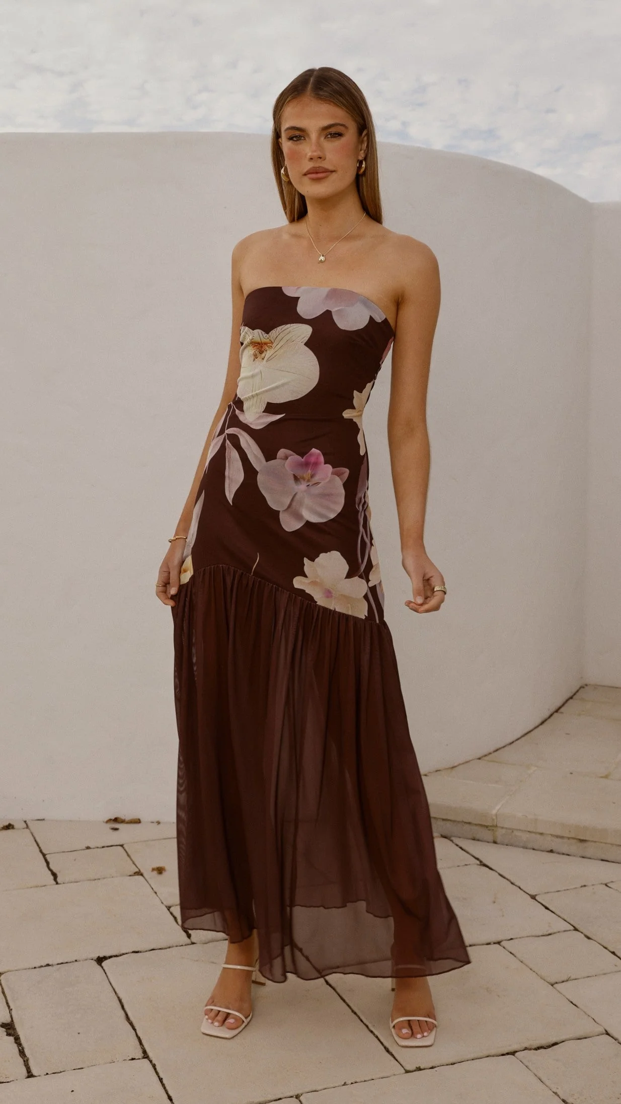 Elle Maxi Dress - Brown Floral