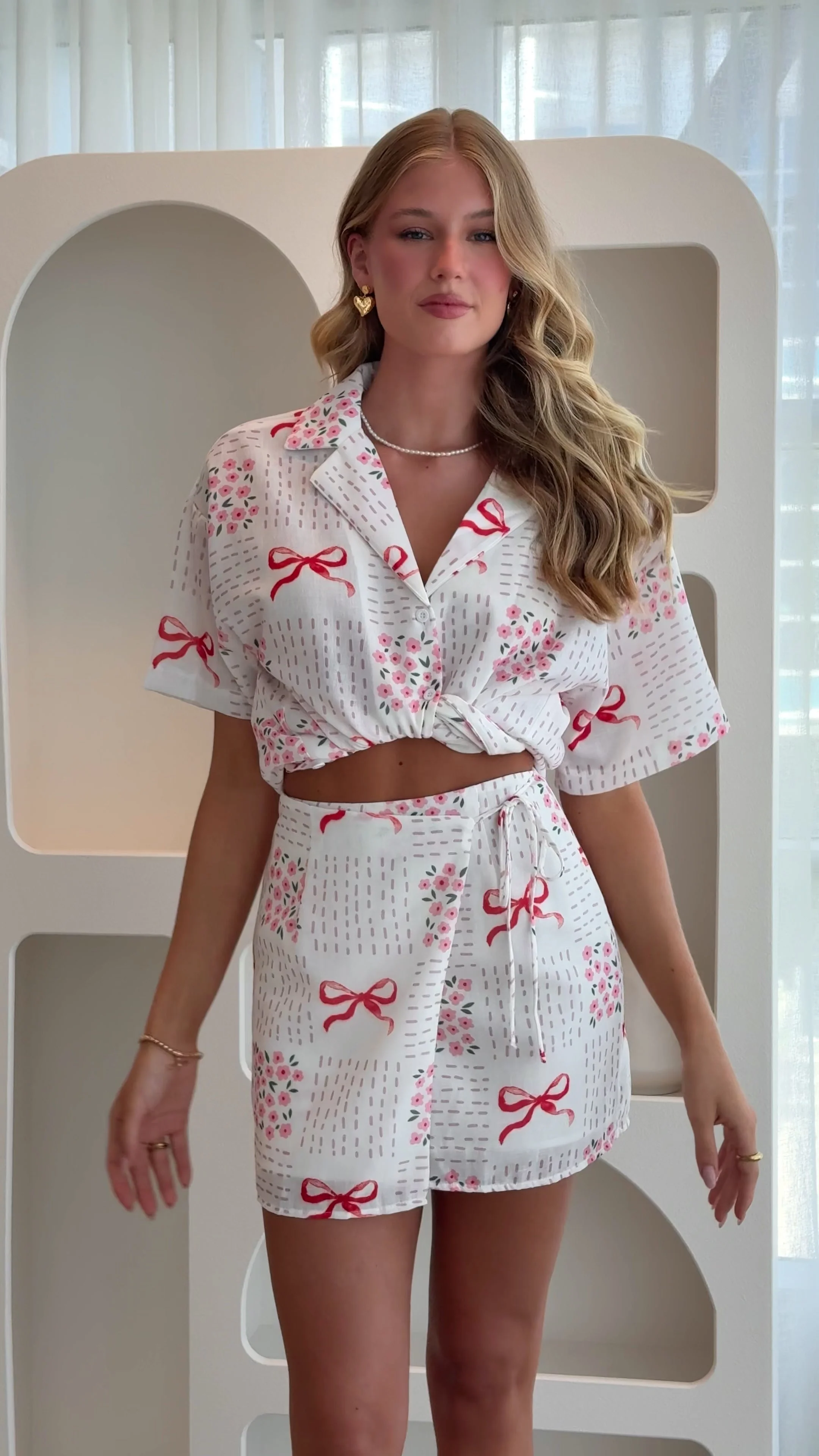 Abilene Wrap Mini Skirt - Sweet Bow Pink