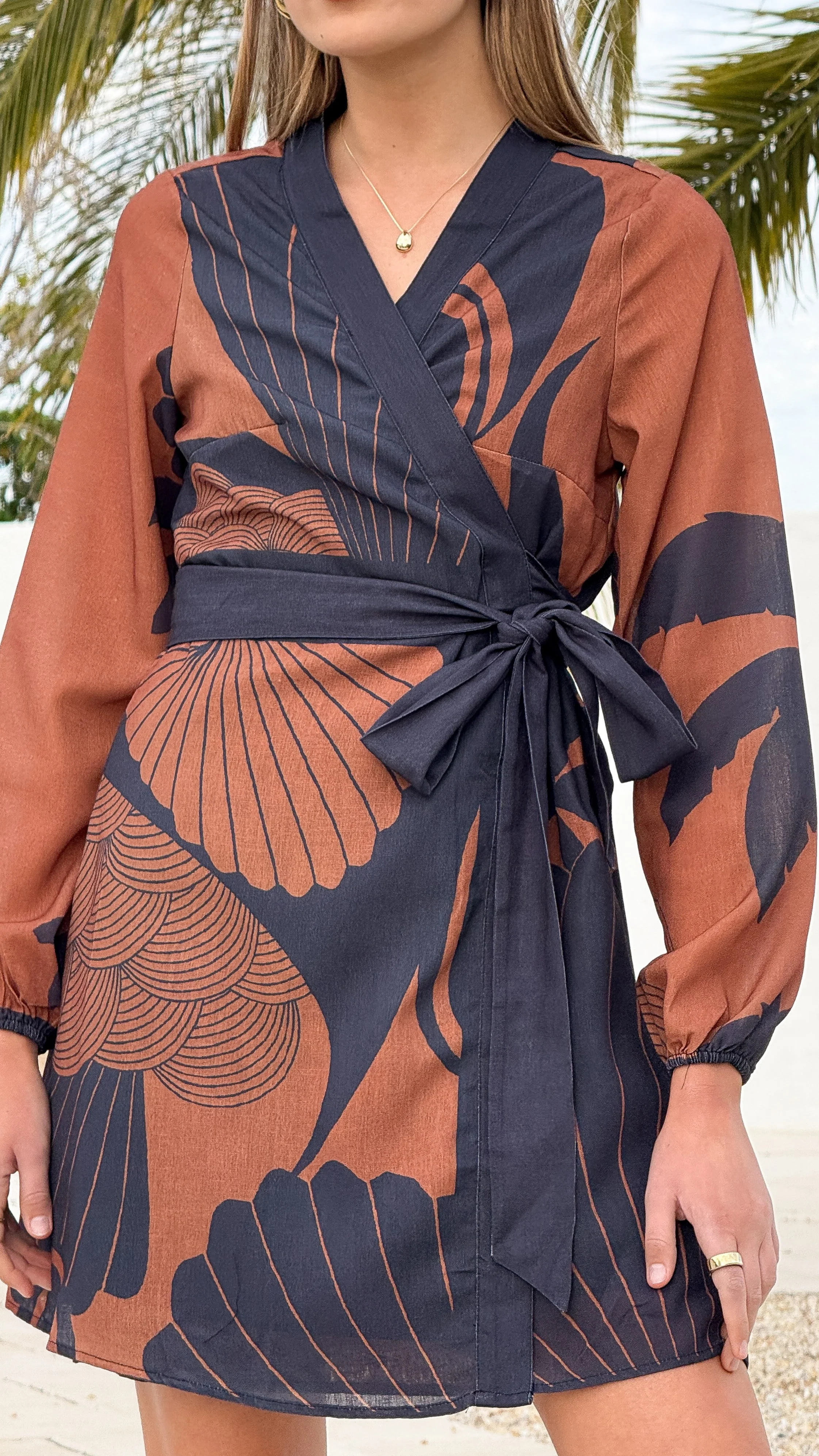 Cassidy Long Sleeve Mini Dress - Coco/Navy