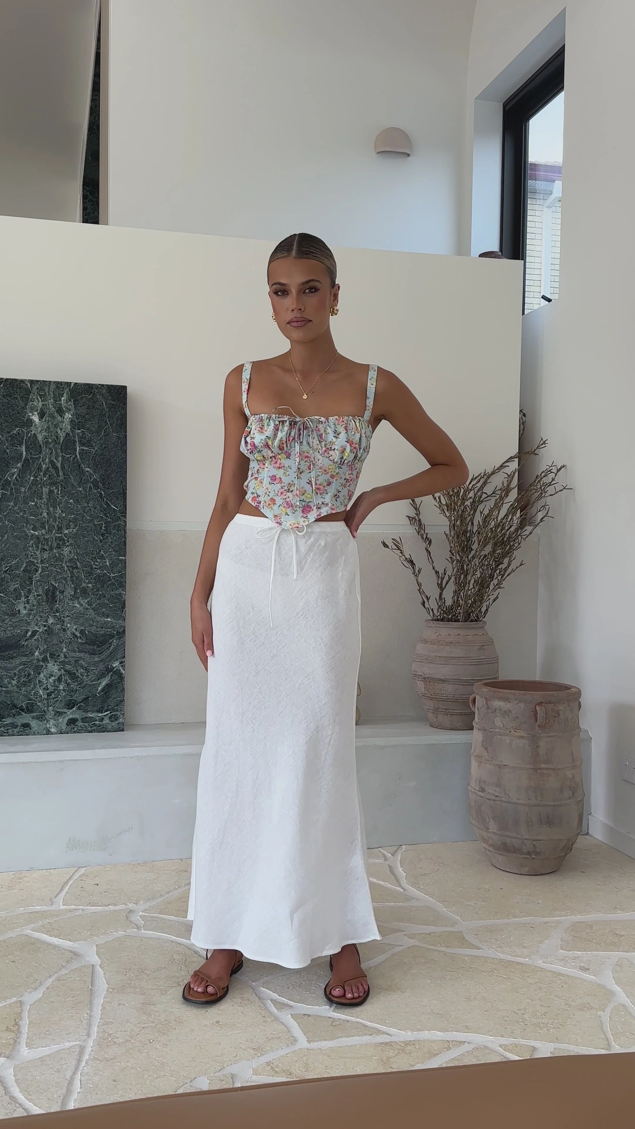 Amani Linen Maxi Skirt - White