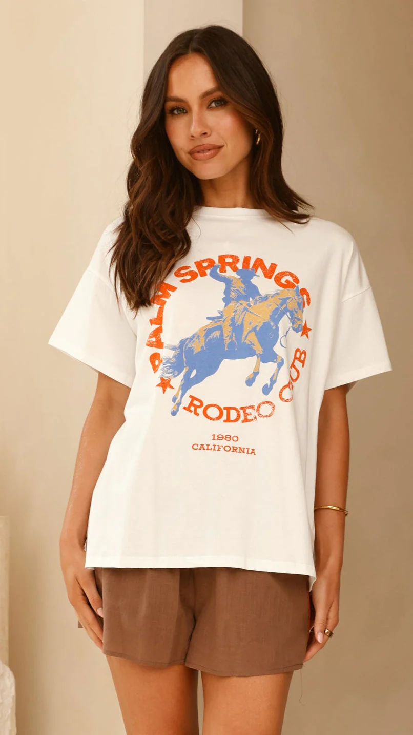 Palm Springs Rodeo Shirt And Shorts Set - White/Brown