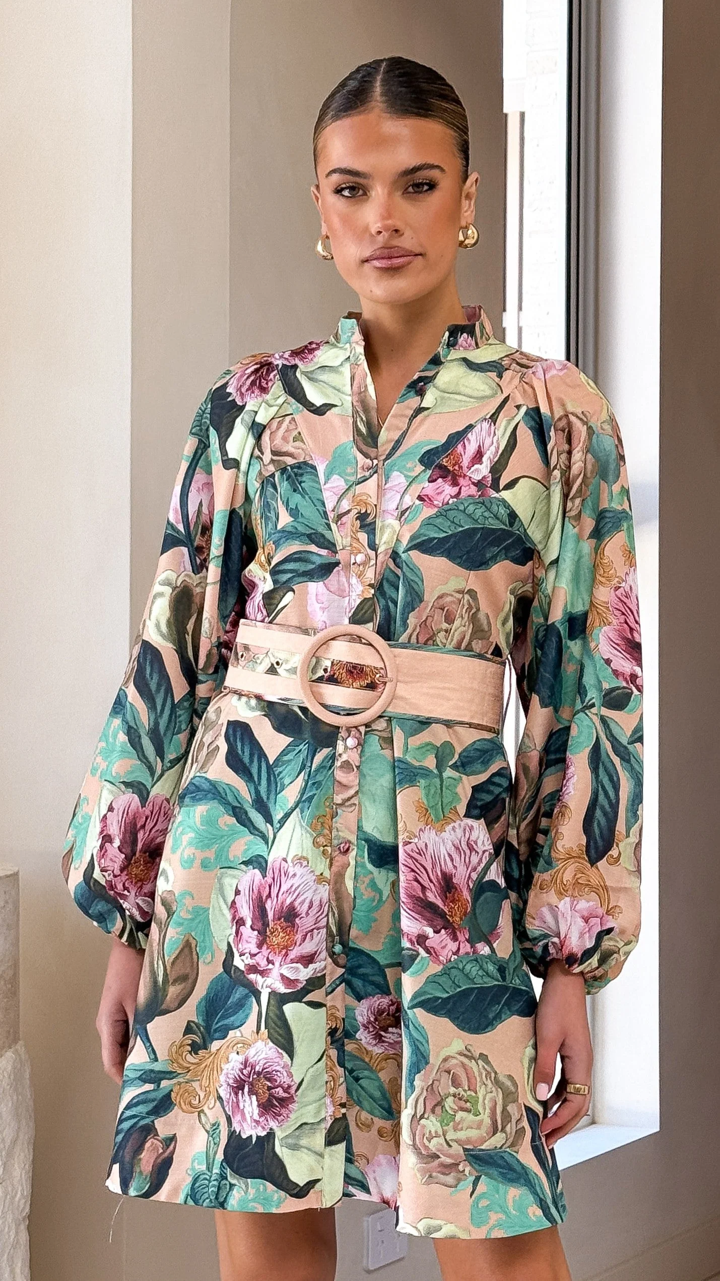 Katy Mini Dress - Mocha Rose