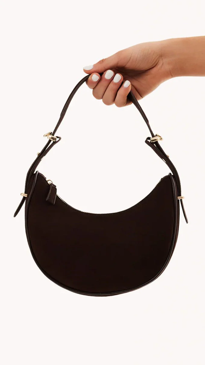 Halo Shoulder Bag - Chocolate Suede