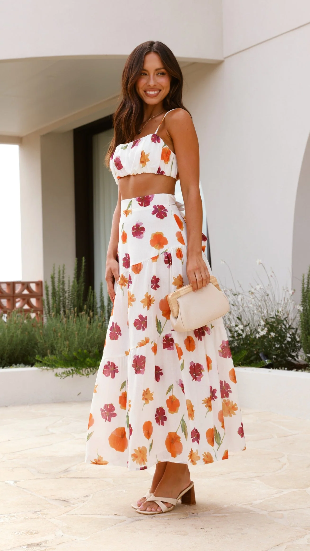Saraya Top and Skirt Set - Springtime Print