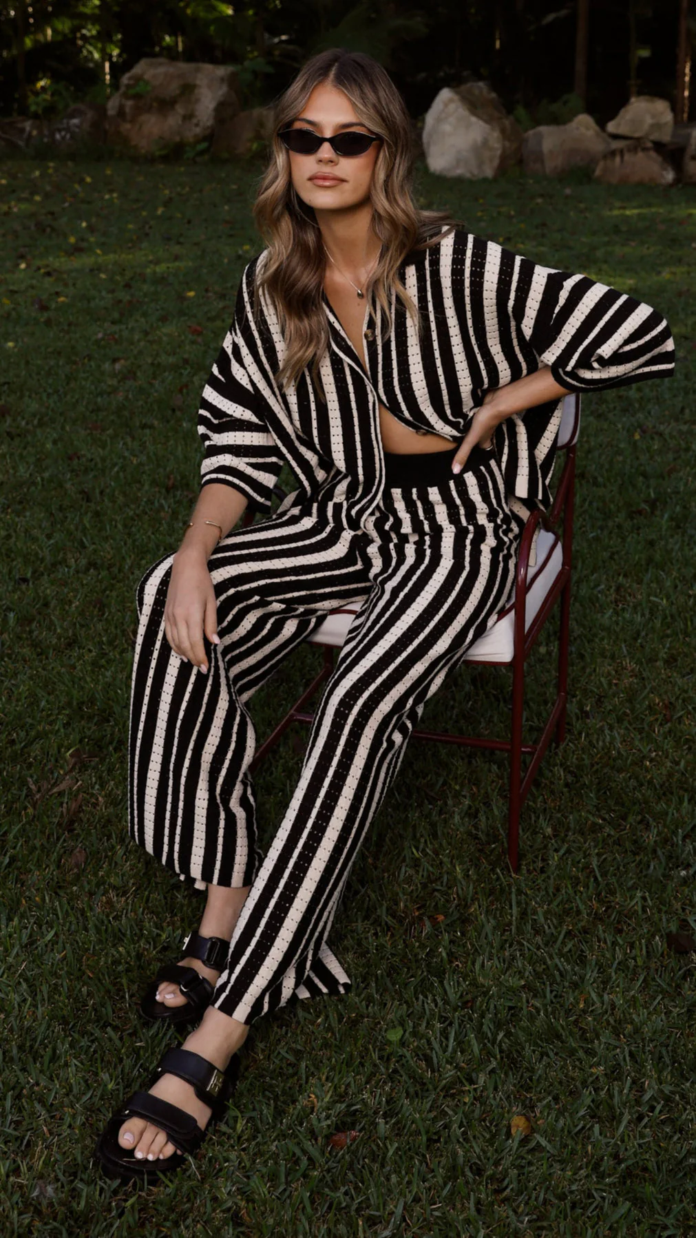 Layla Knit Wide Leg Pants - Black