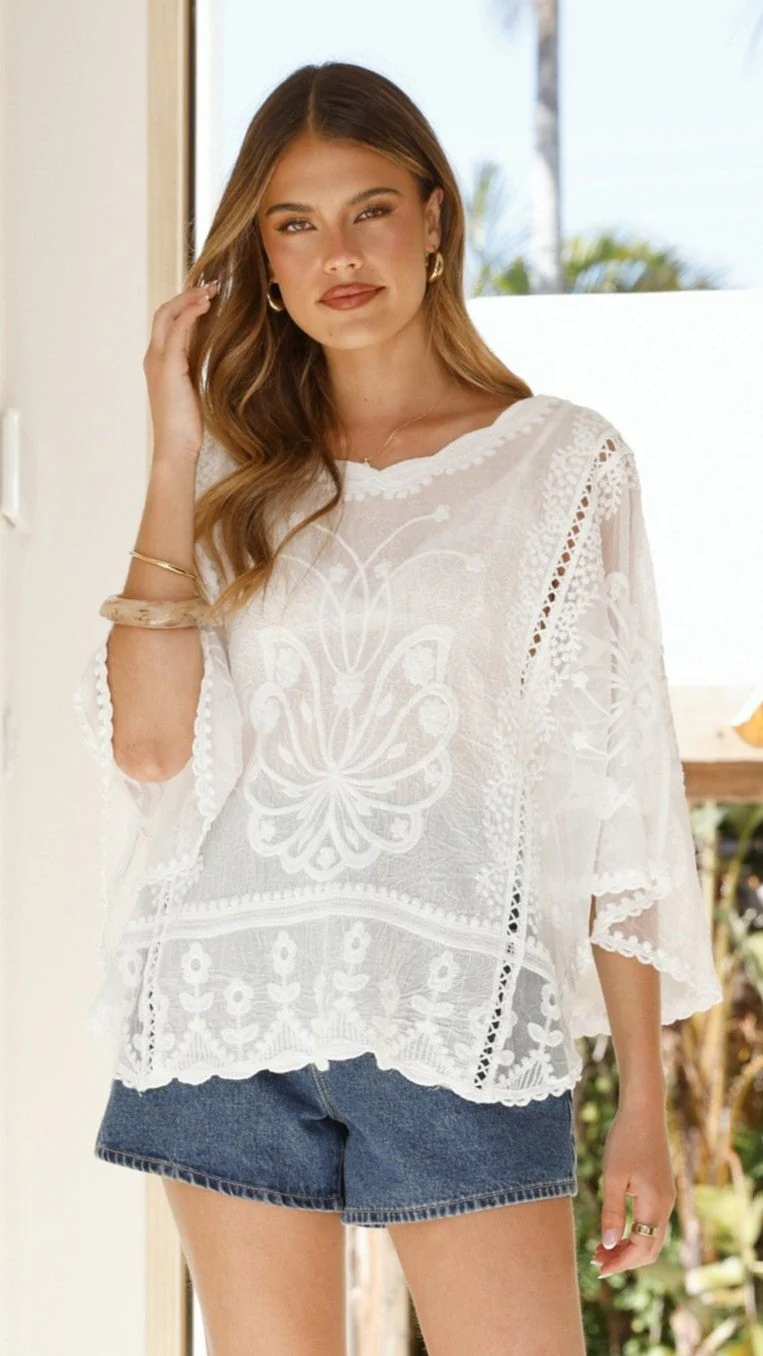 Amaya Lace Top - White