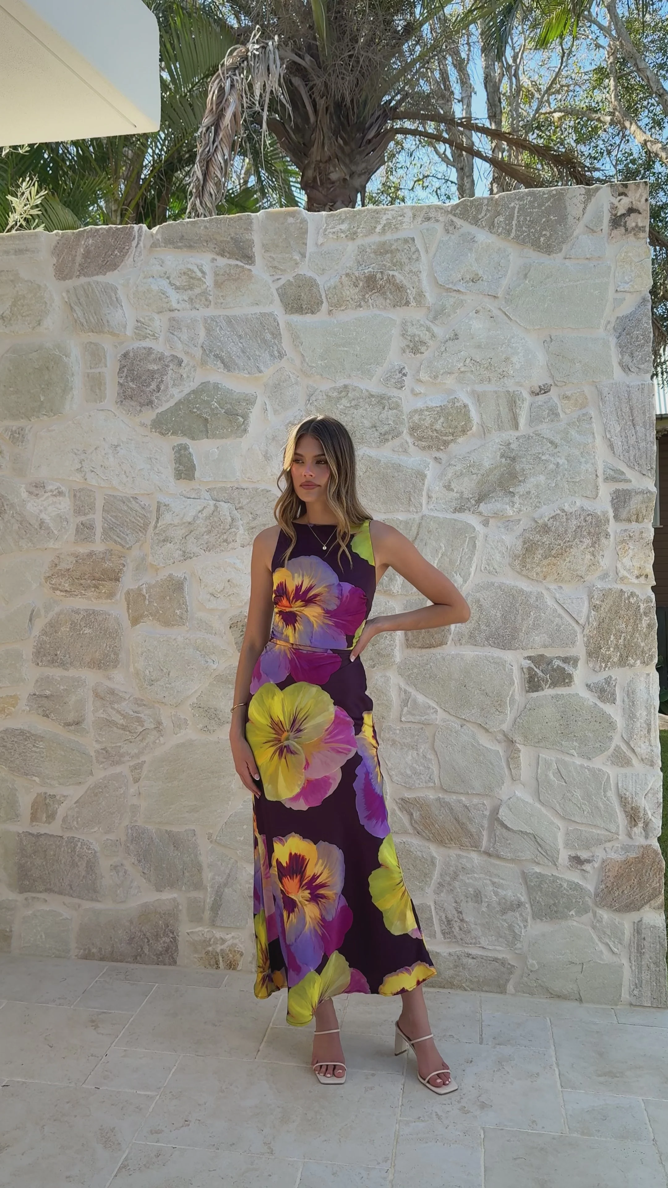 Helenie Maxi Dress - Purple/Yellow Floral