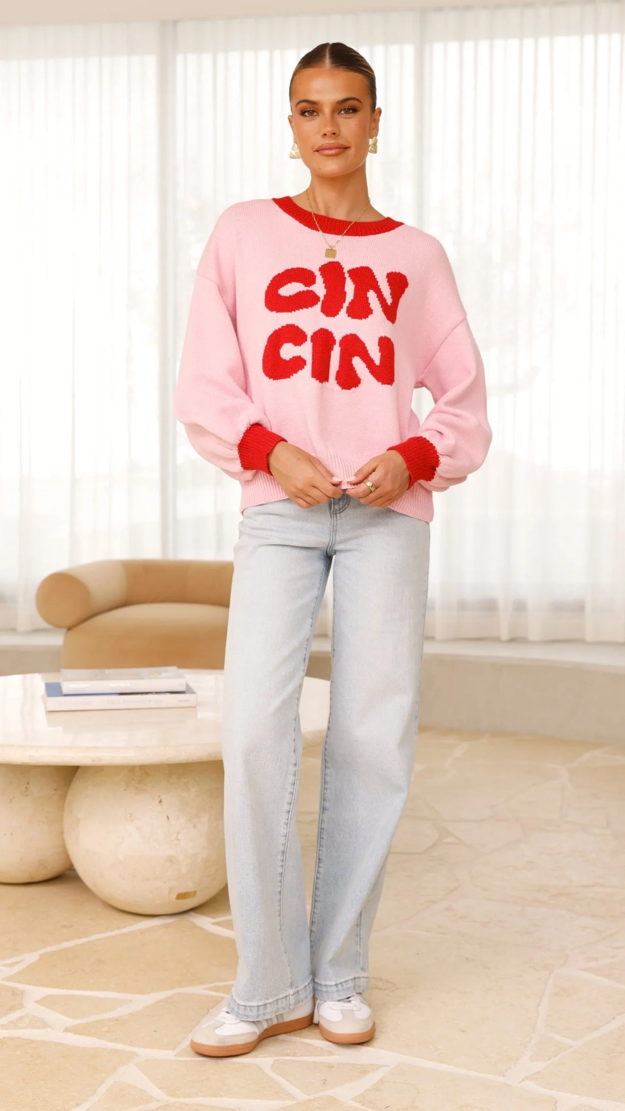 Cin Cin Sweater - Pink / Red