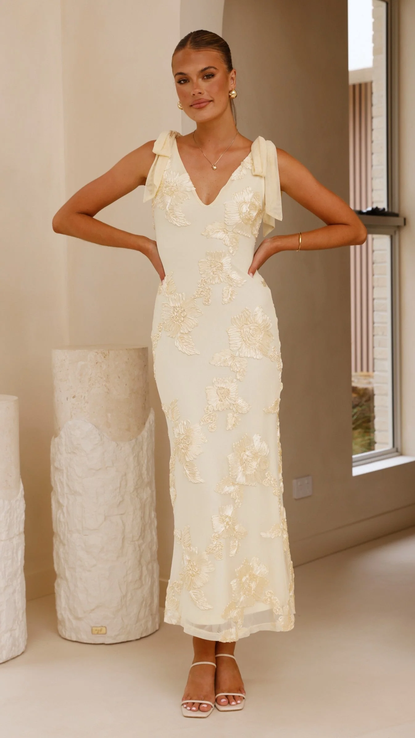 Usha Tie Strap Maxi Dress - Yellow