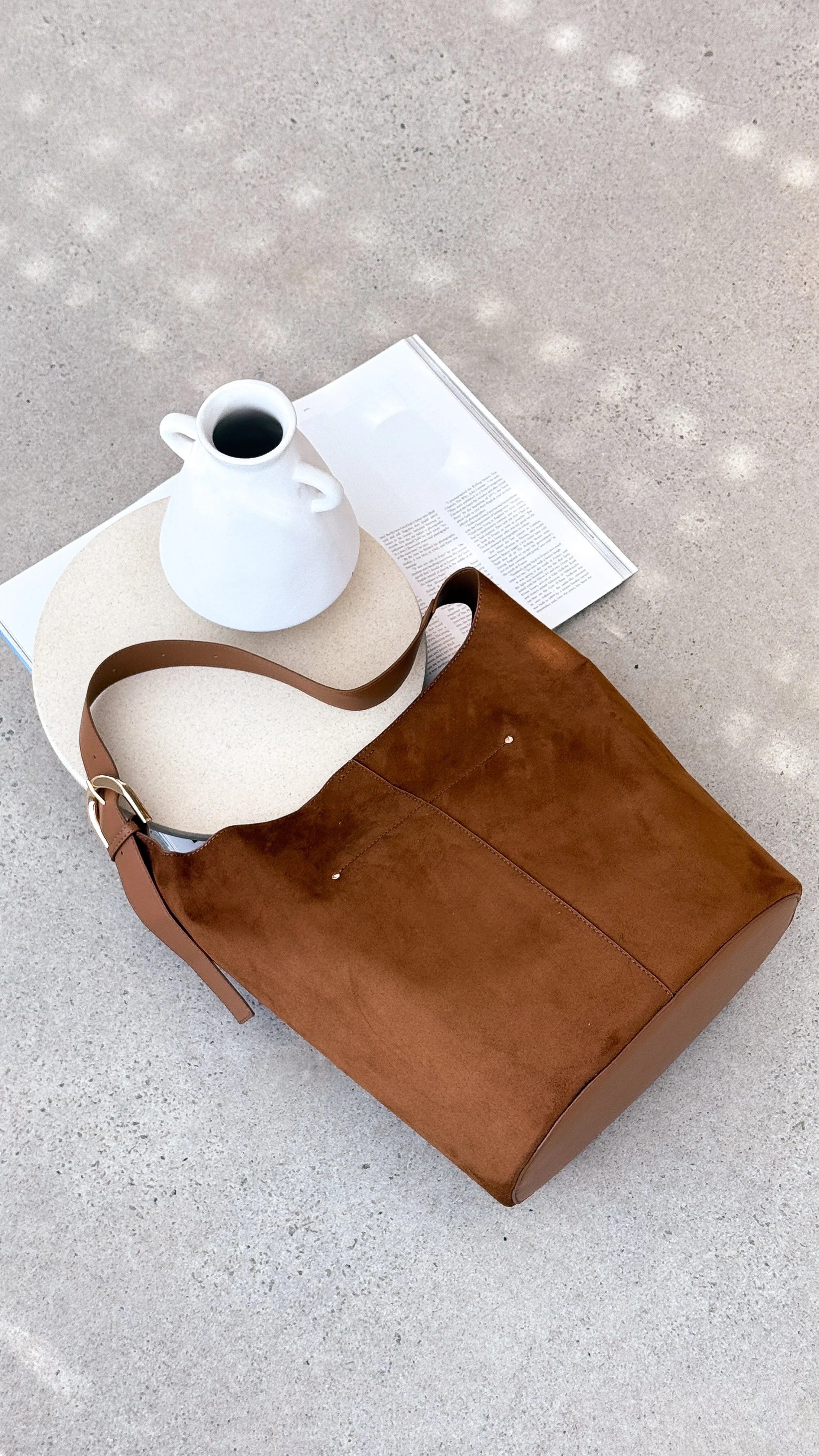 Cali Shoulder Bag - Tan Suede