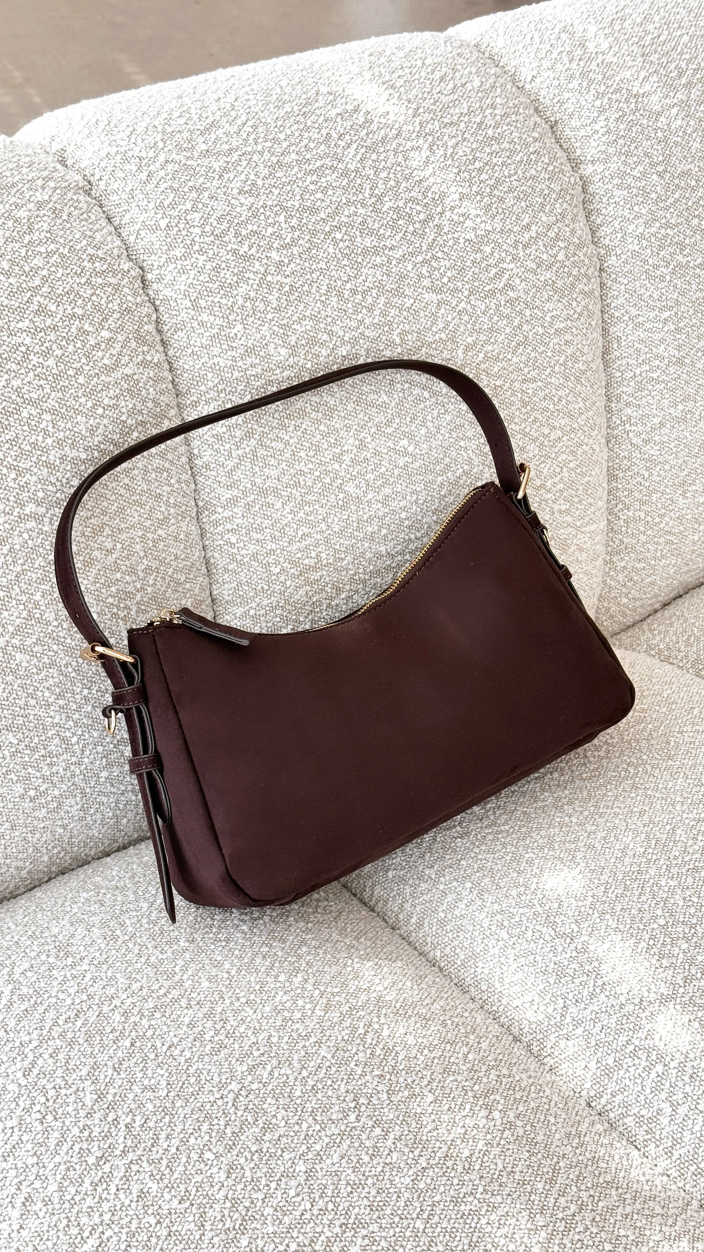 Allegra Shoulder Bag - Chocolate Suede
