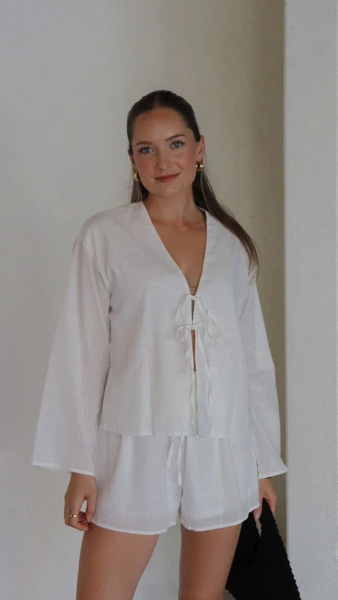 Iveena Top and Shorts Set - White