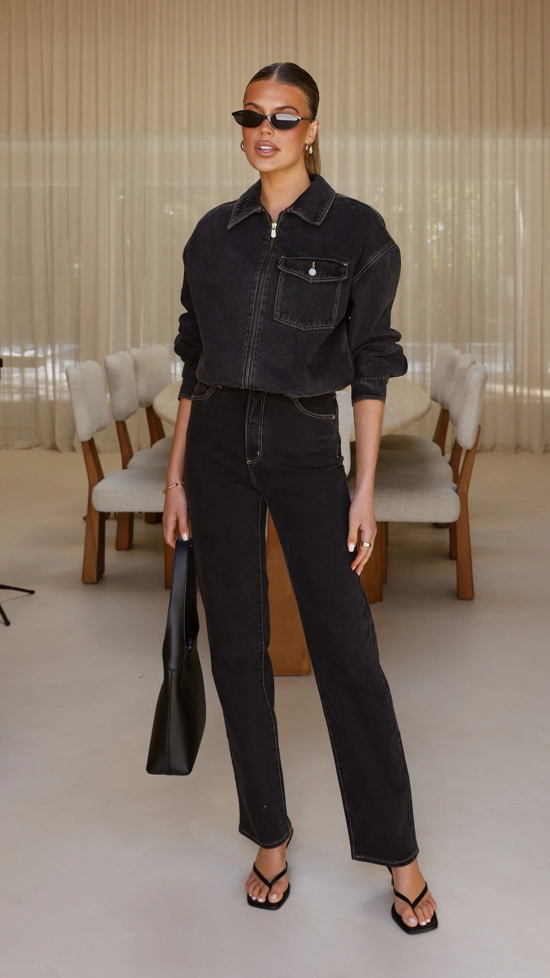 Abrand Denim Bomber Cara - Washed Black