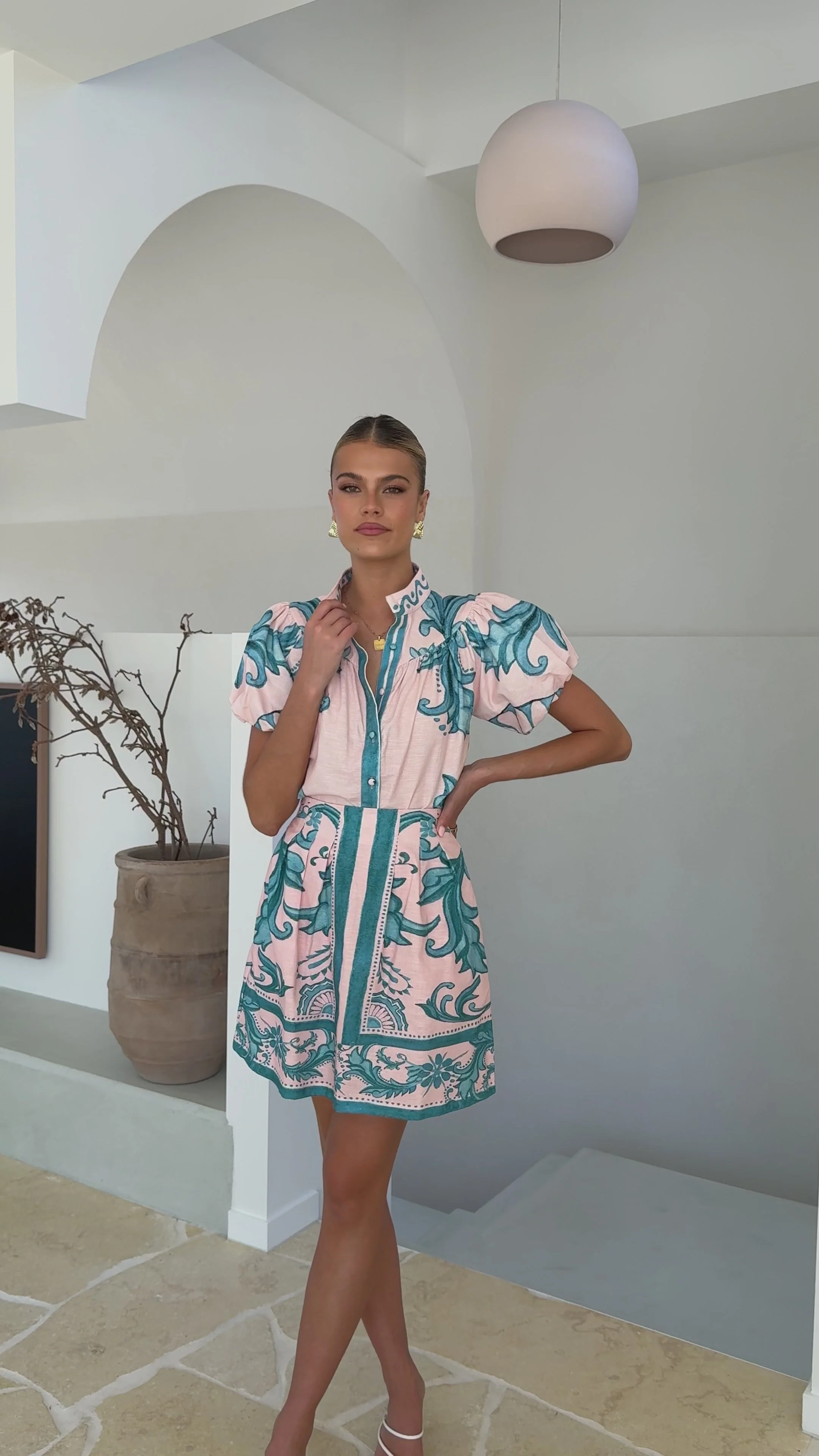 Lanie Shirt - Aqua / Pink Zayna