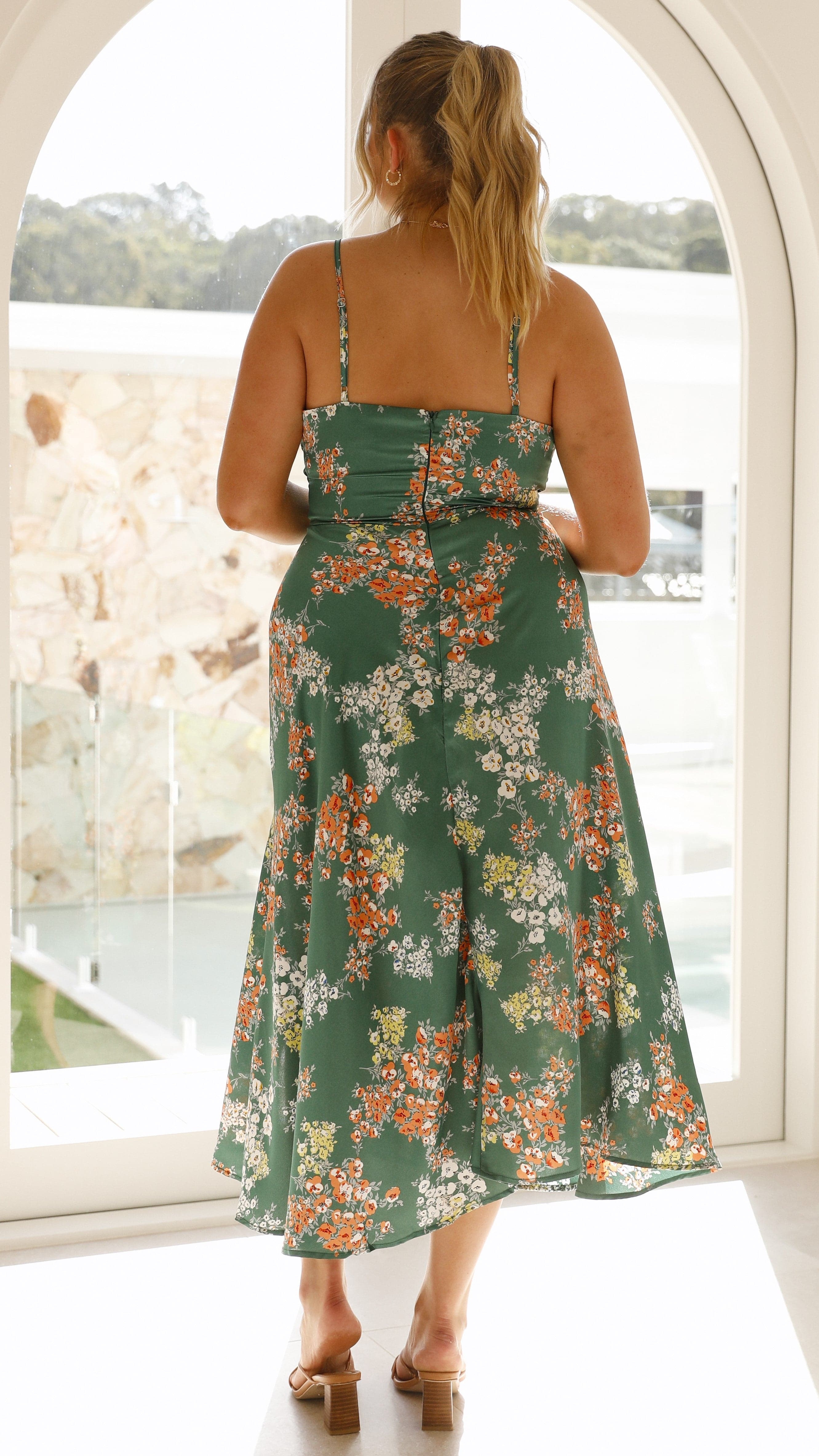 Dreamers Midi Dress - Green Floral