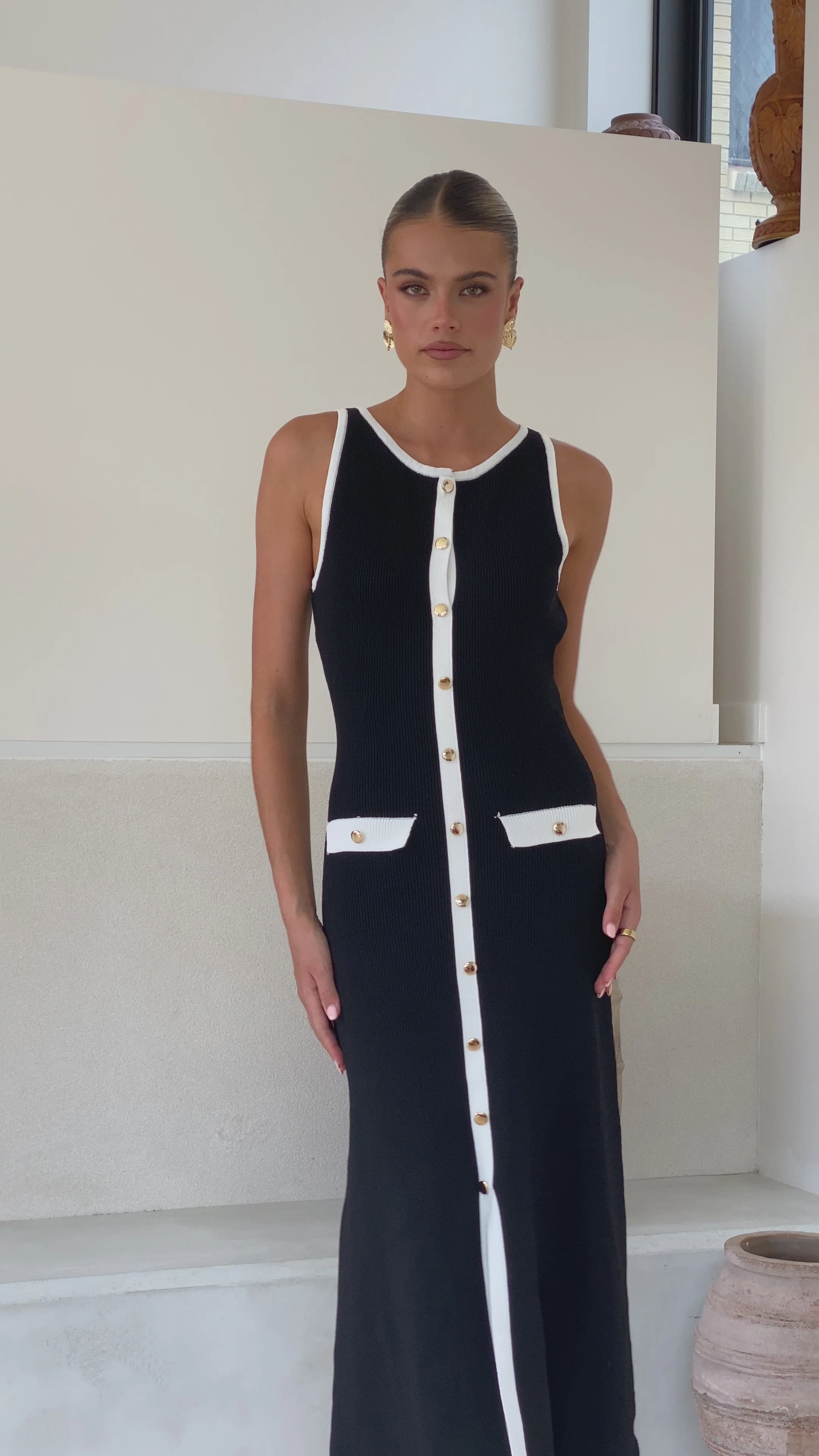 Antoinette Maxi Dress - Black/White