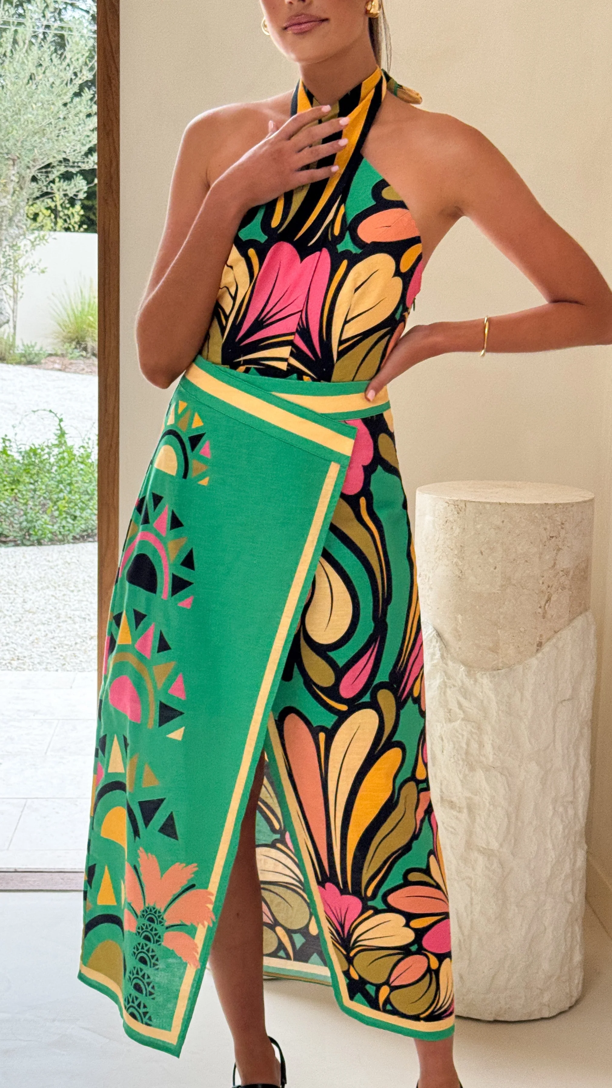 Portugal Tailored Maxi Skirt - Apple