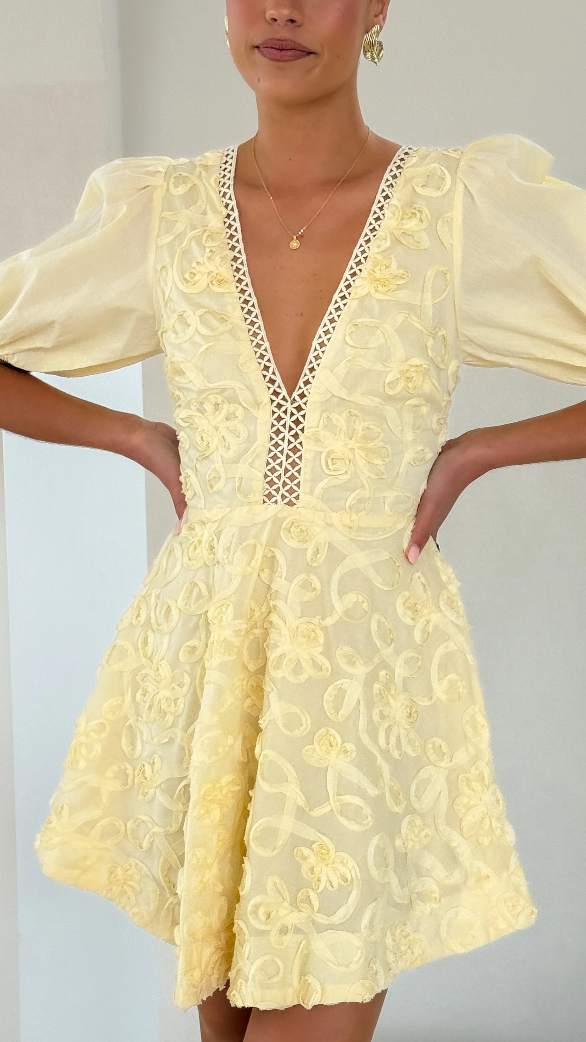 Calanthe Mini Dress - Lemon