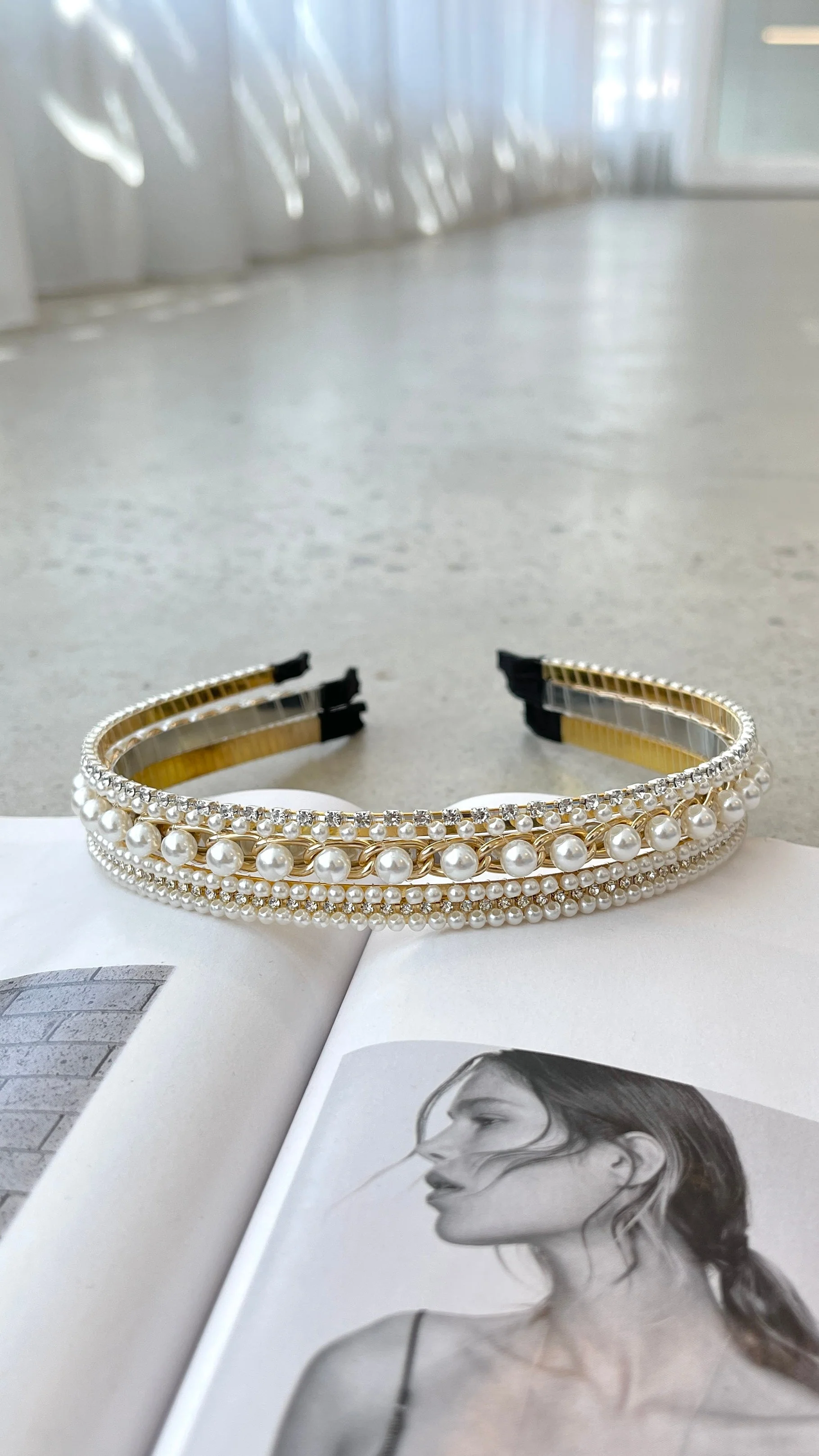 Andrea Headband Set - Pearl