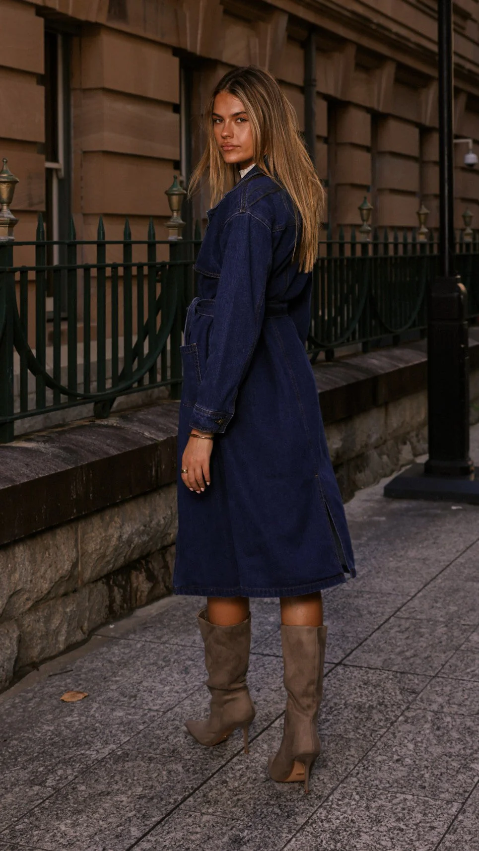 Harlequin Coat - Mid Blue Denim