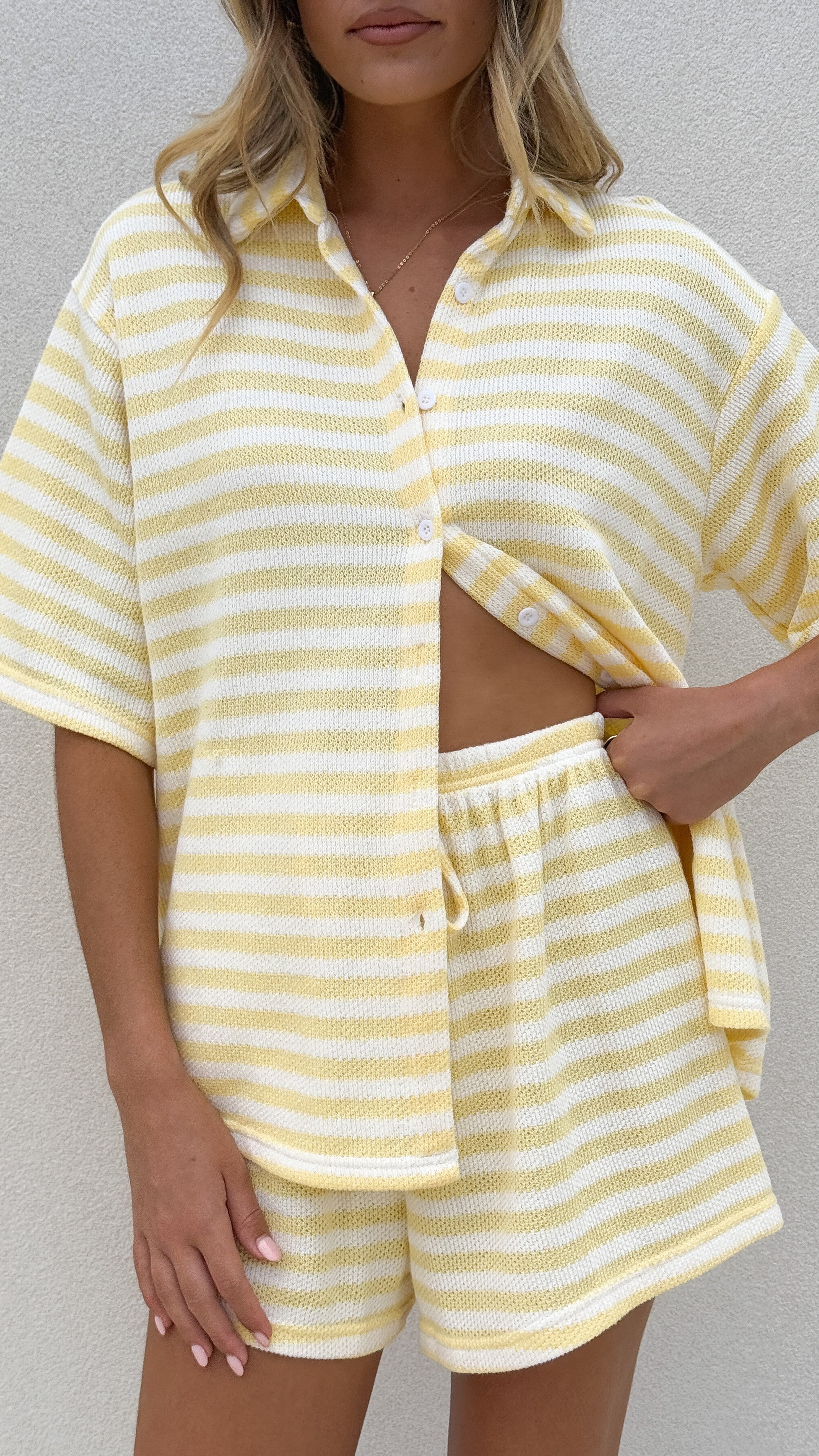 Romi Shirt and Shorts Set - Yellow Stripe